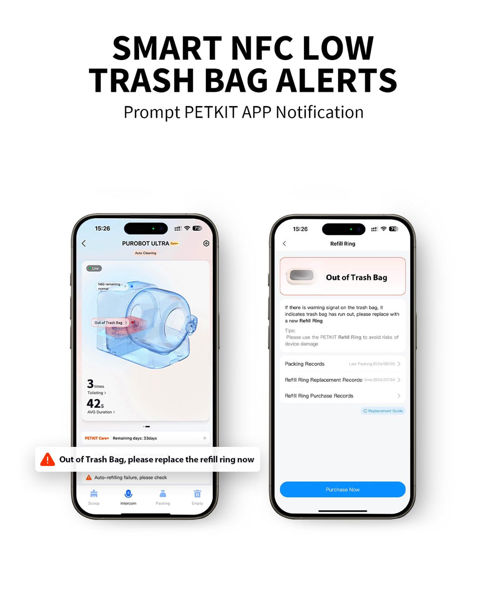 PETKIT waste bin reminder marks help timely refills.