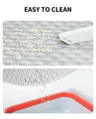 Waterproof gray sensor pad protects floors from spills.