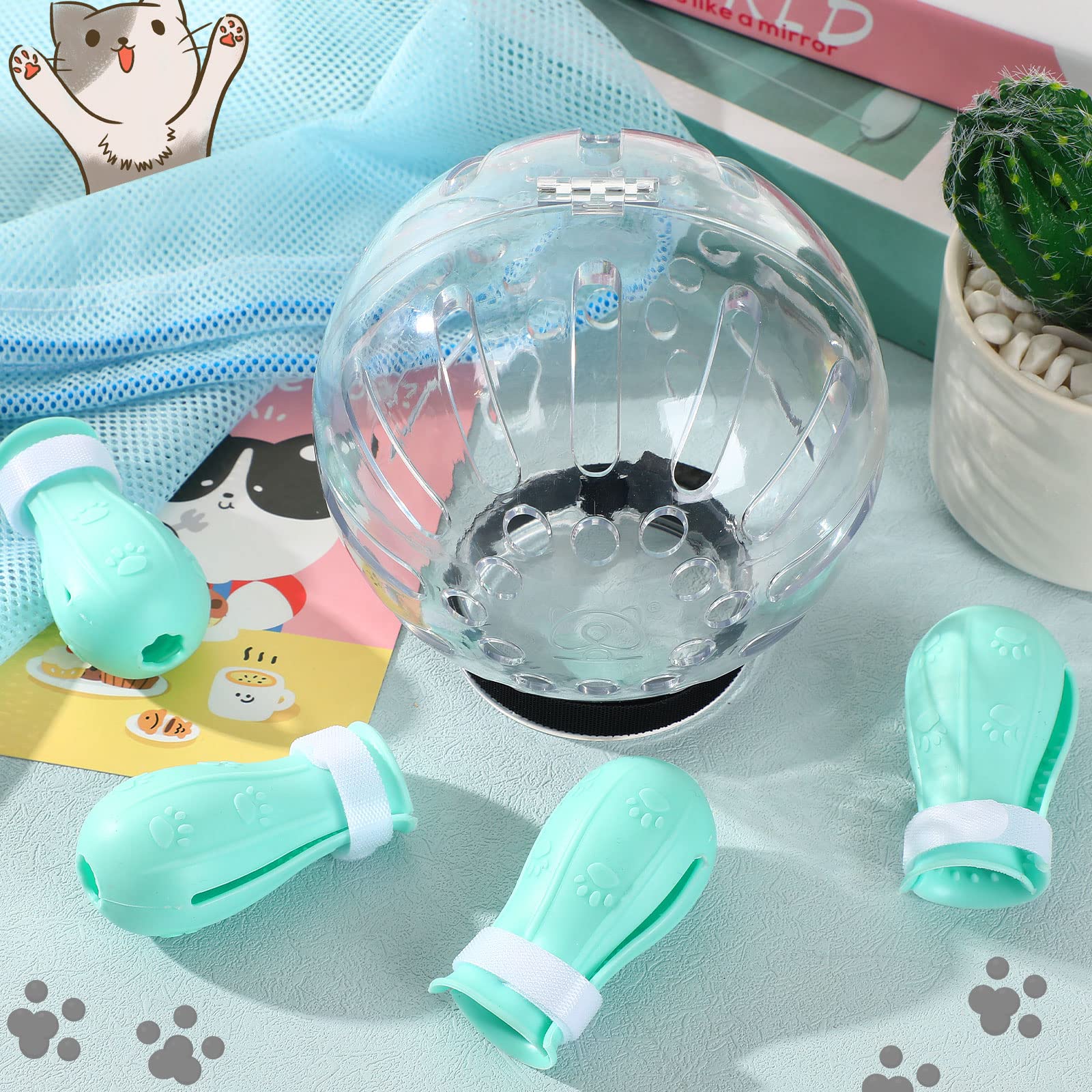 PETKNOWS bubble helmet prevents licking and scratching during baths.