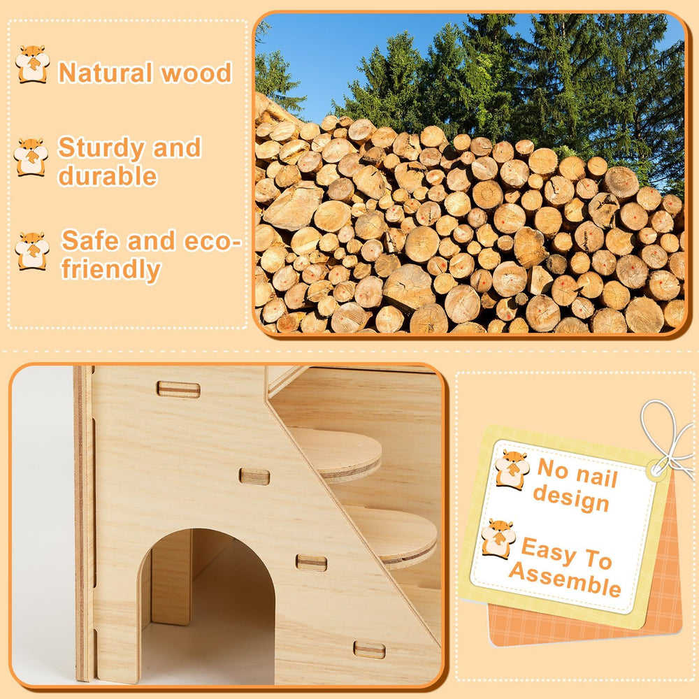 PETKNOWS wooden small animal house provides a natural, comforting texture
