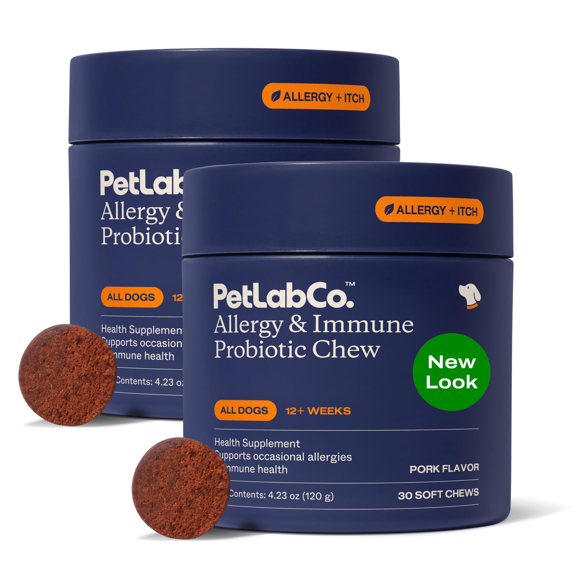 PetLab Co Allergy & Immune Probiotics in bottle; supports gut balance.