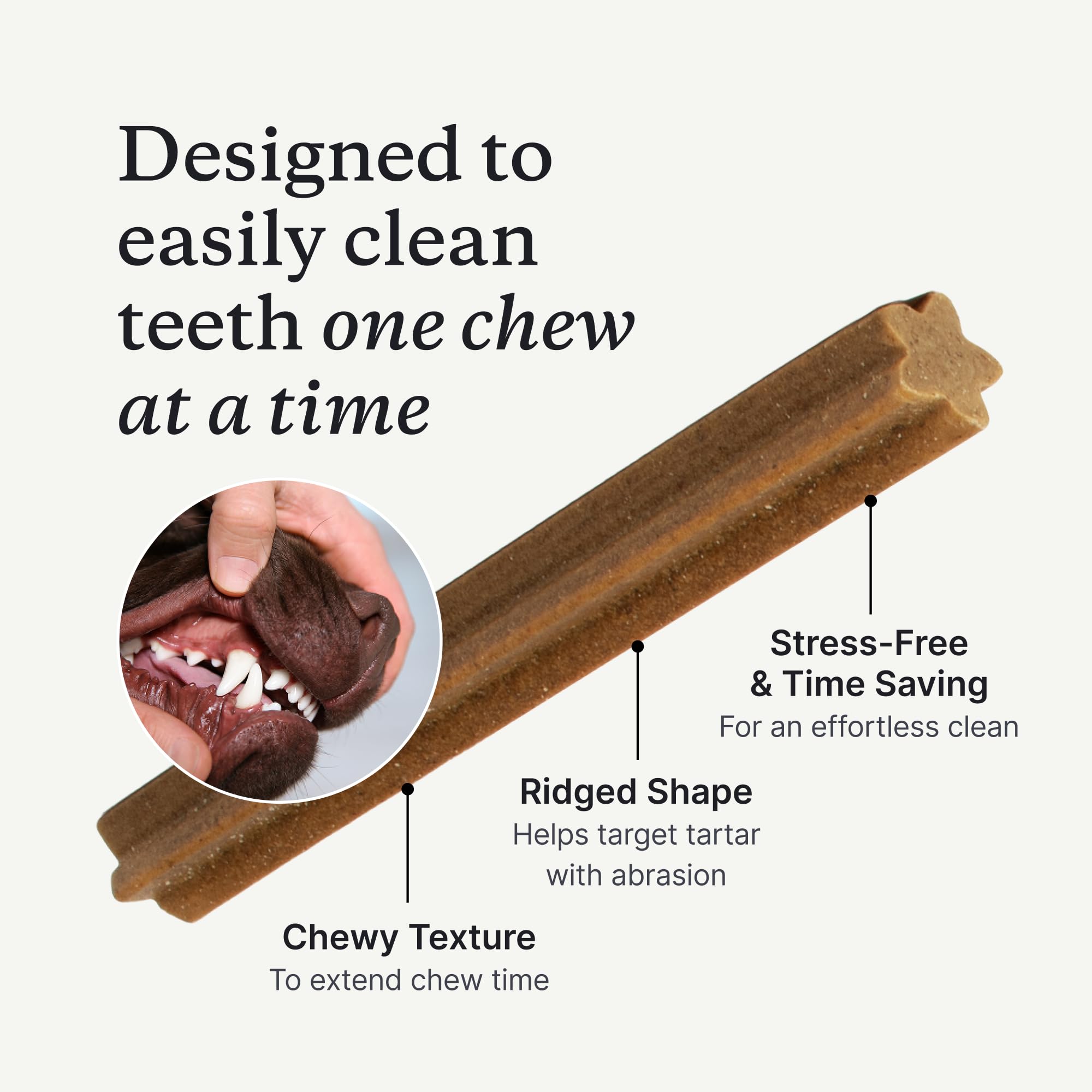 PetLab Co Dental Sticks closeup of textured surface emphasizing abrasive cleaning