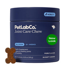 PetLab Co. Joint Care chews bottle front for convenient daily mobility support in dogs.