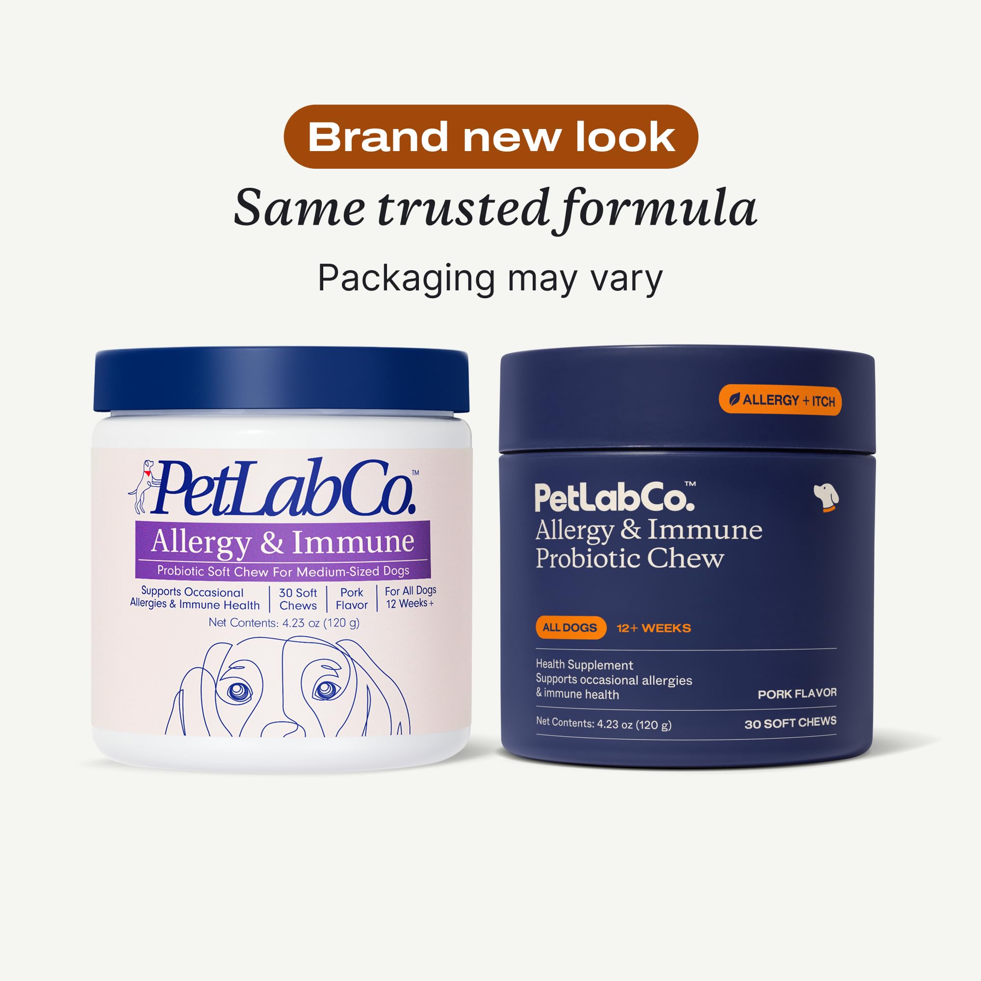 PetLab Co dog probiotic chews on a tray promoting gut health.
