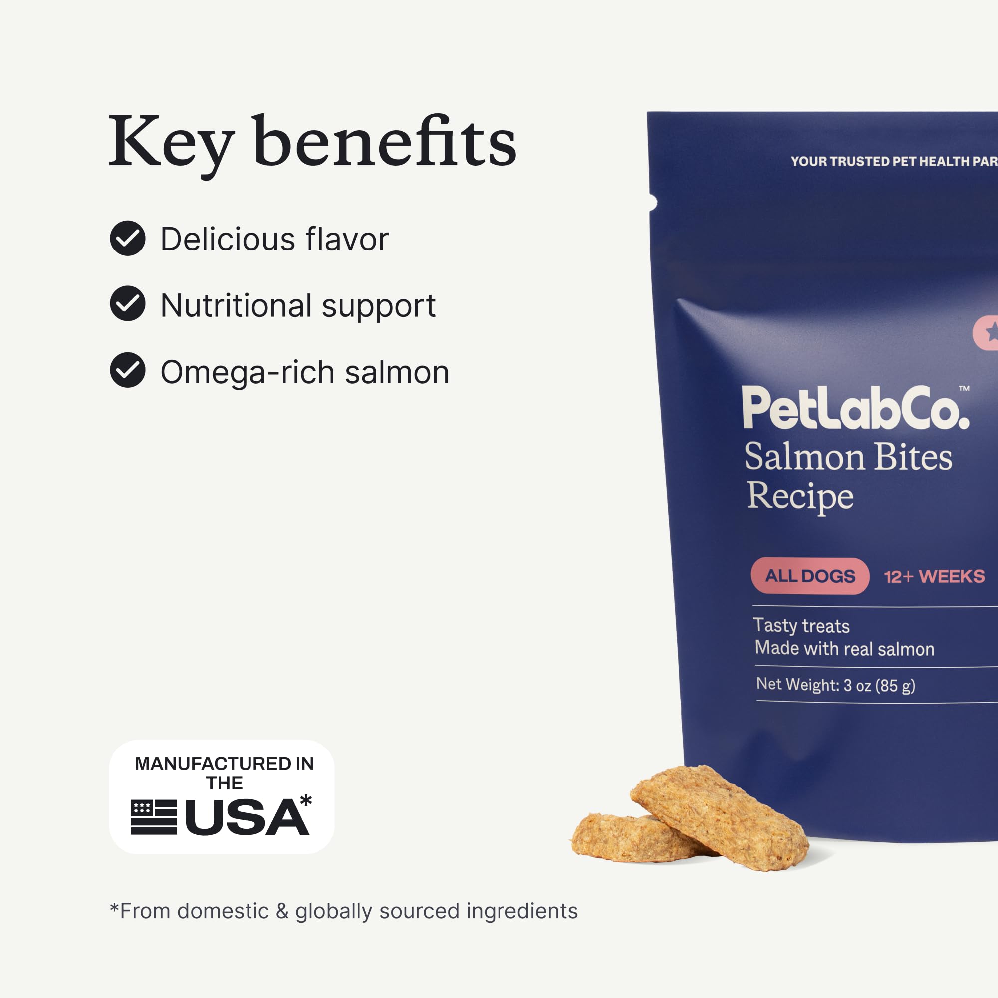 PetLab Co. Salmon Bites serving view—perfect training reward portions.