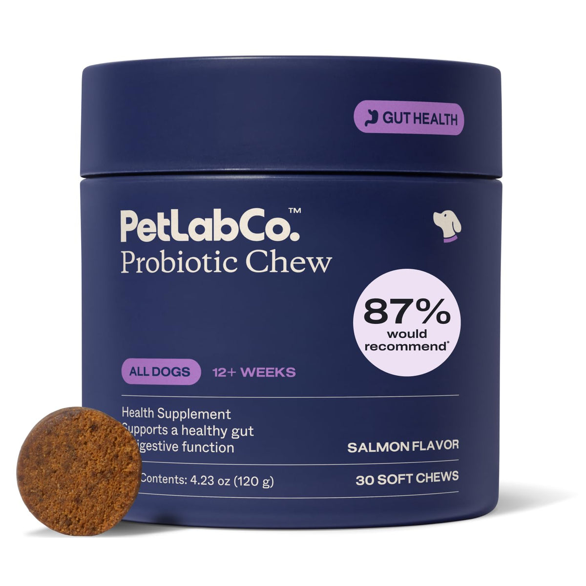 PetLab Co dog probiotics salmon flavor bottle for digestive support