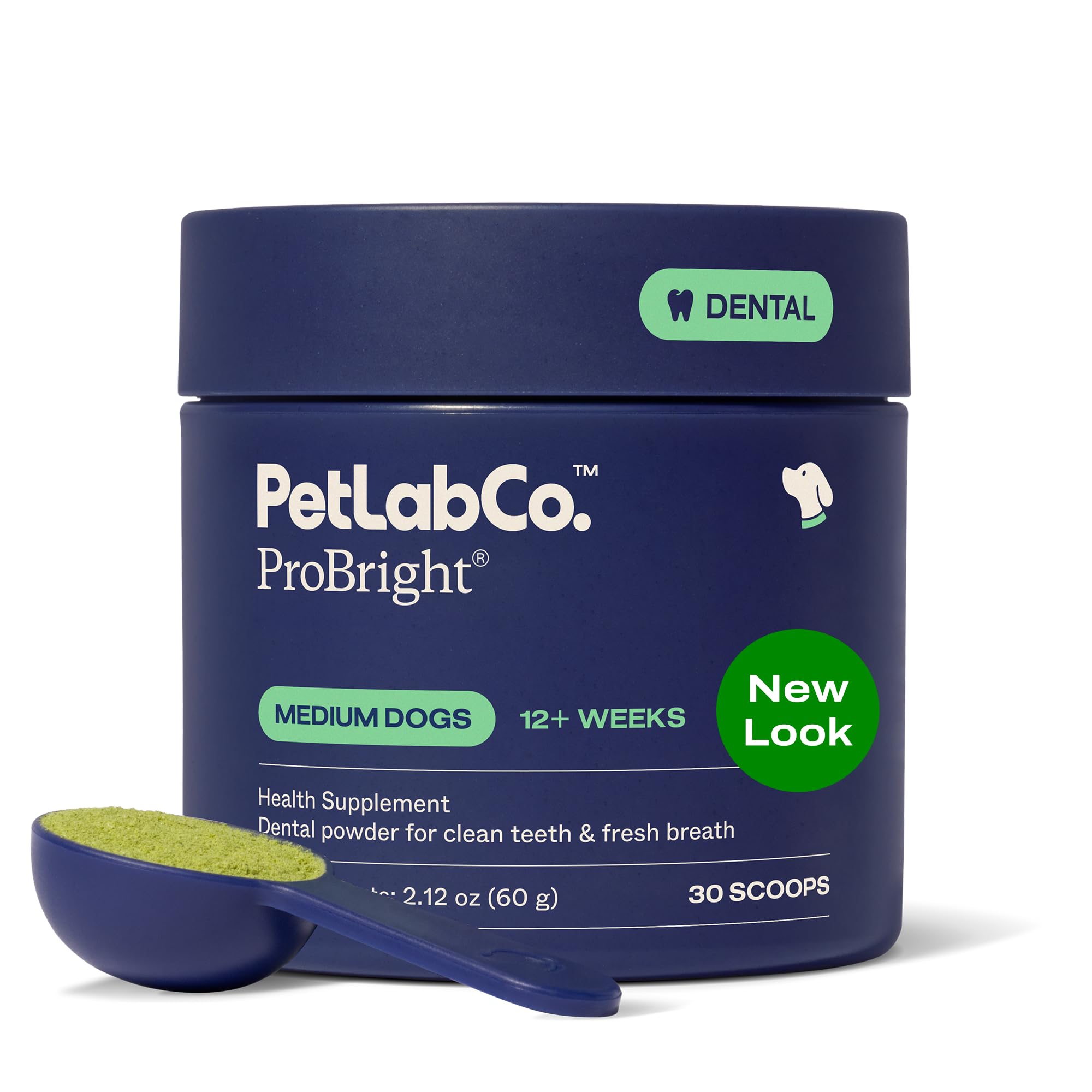 PetLab Co. ProBright dental powder bottle for easy daily use and fresh breath.