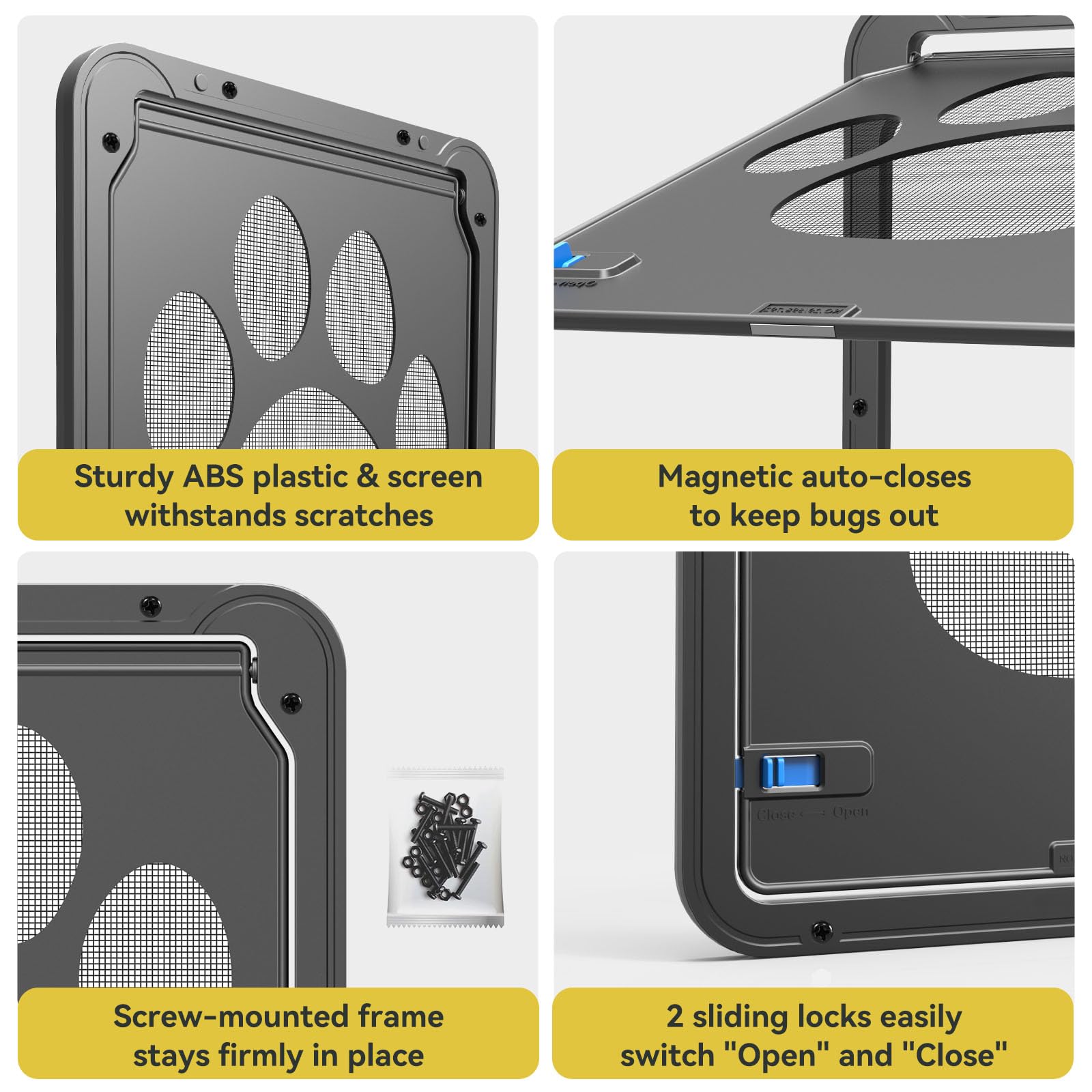PETLESO magnetic auto-close feature helps the door return to position after use.