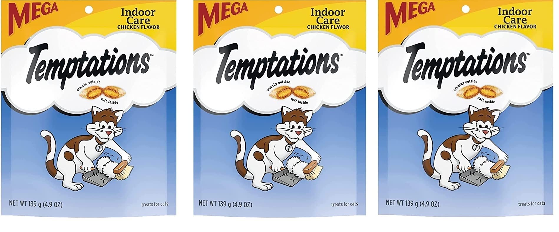 Petlewa Temptation Indoor Care Mega Chicken cat treats with crunchy outside and soft inside
