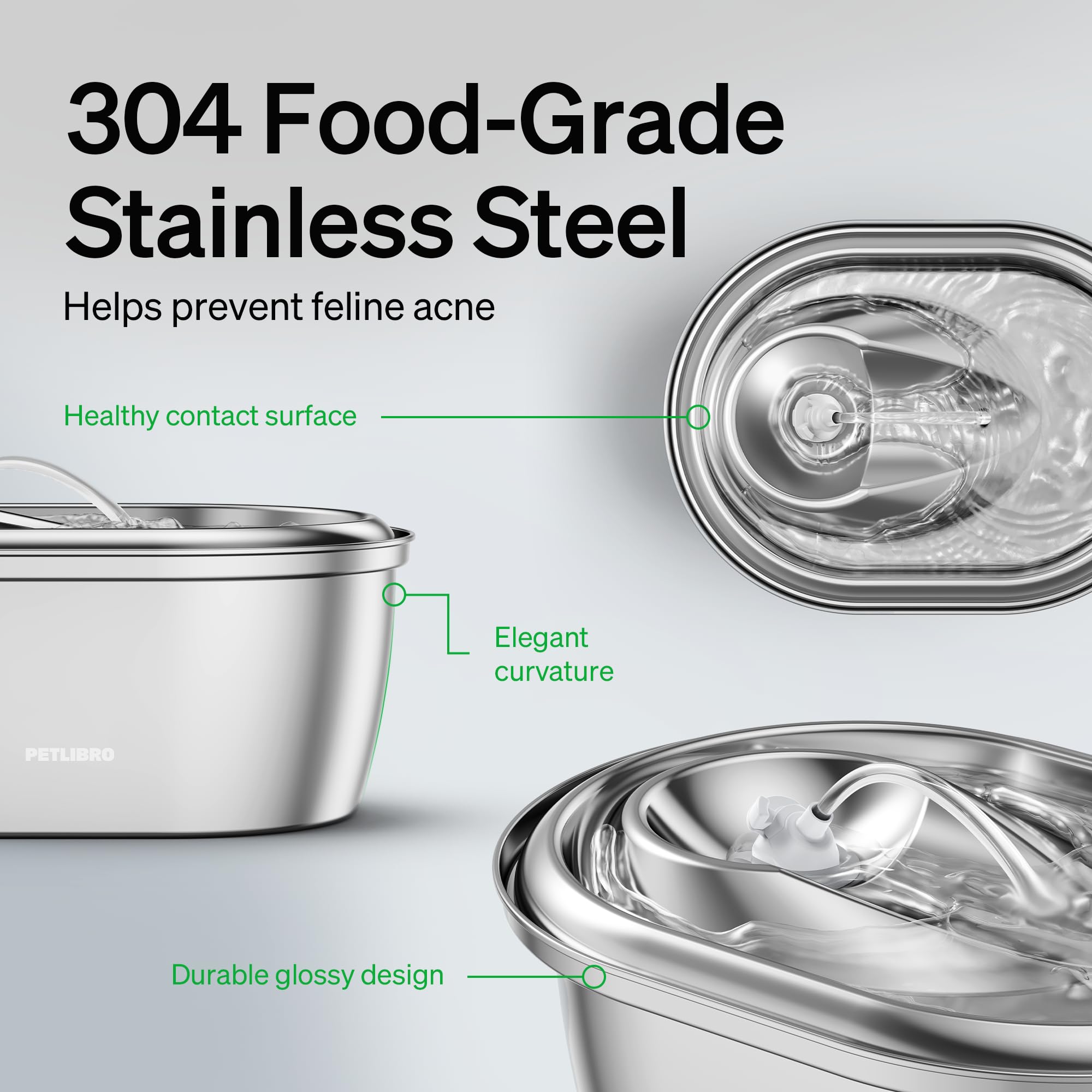 PETLIBRO 304 stainless steel body close-up highlighting durability