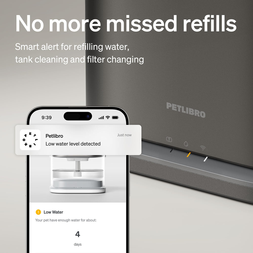 PETLIBRO 4-layer filtration removes fur and odors for cleaner water.