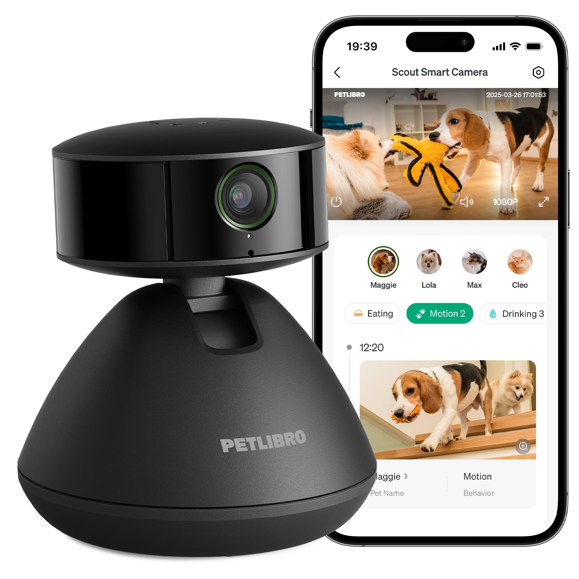 PETLIBRO AI pet camera demonstrating 360° tracking for real-time monitoring