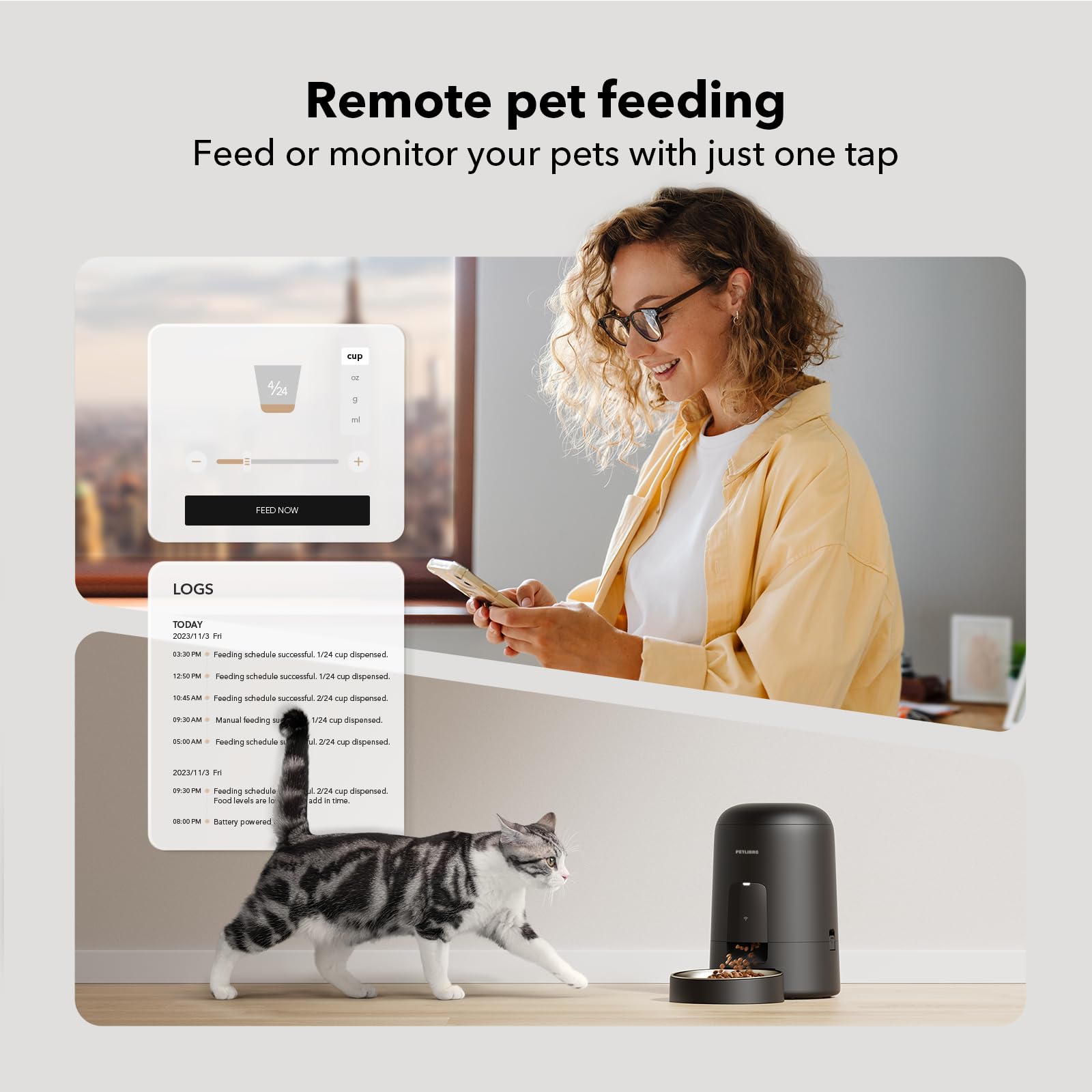 Lockable lid on PETLIBRO Air feeder prevents overeating with secure closure.
