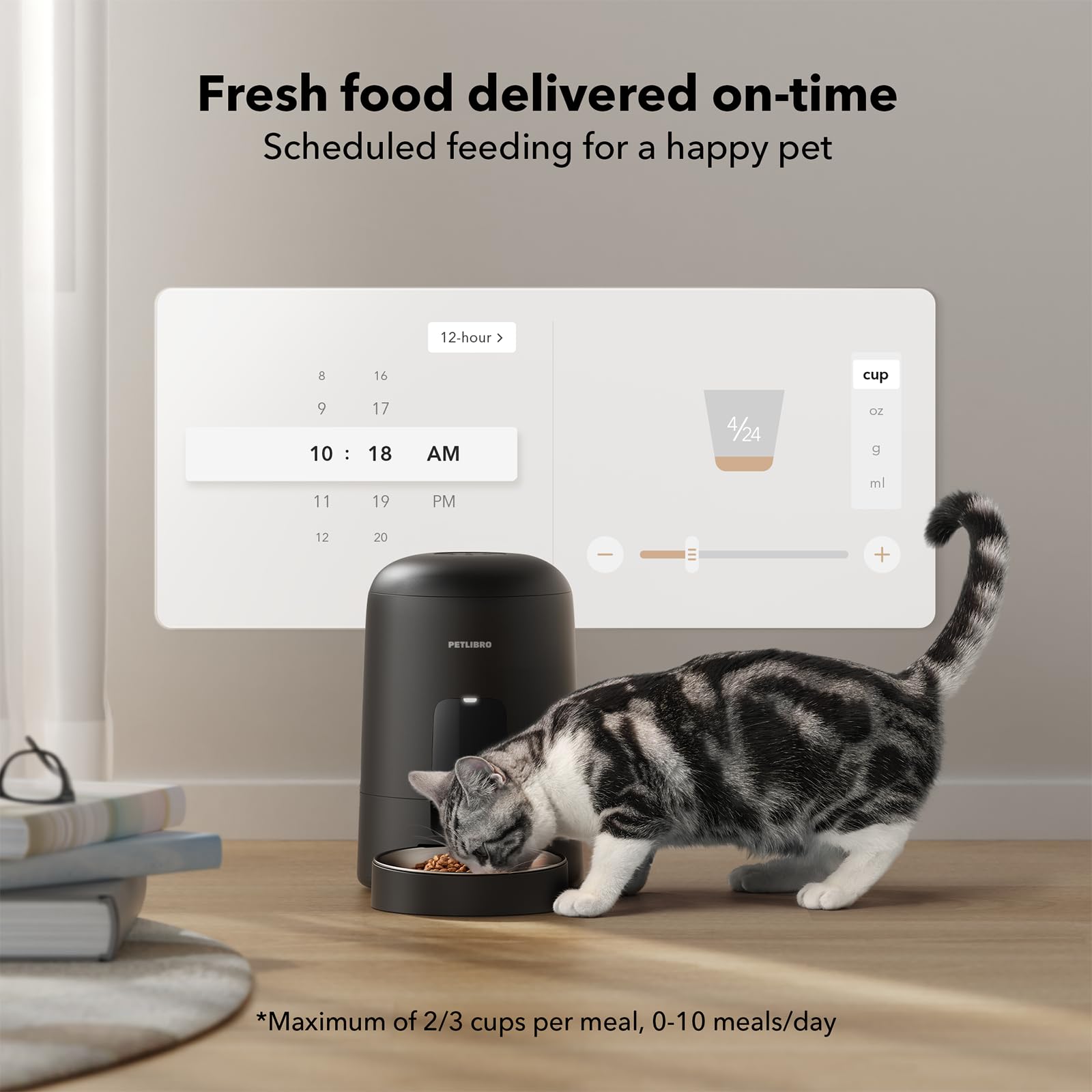 Round, corner-free design of PETLIBRO Air feeder for easy cleaning.