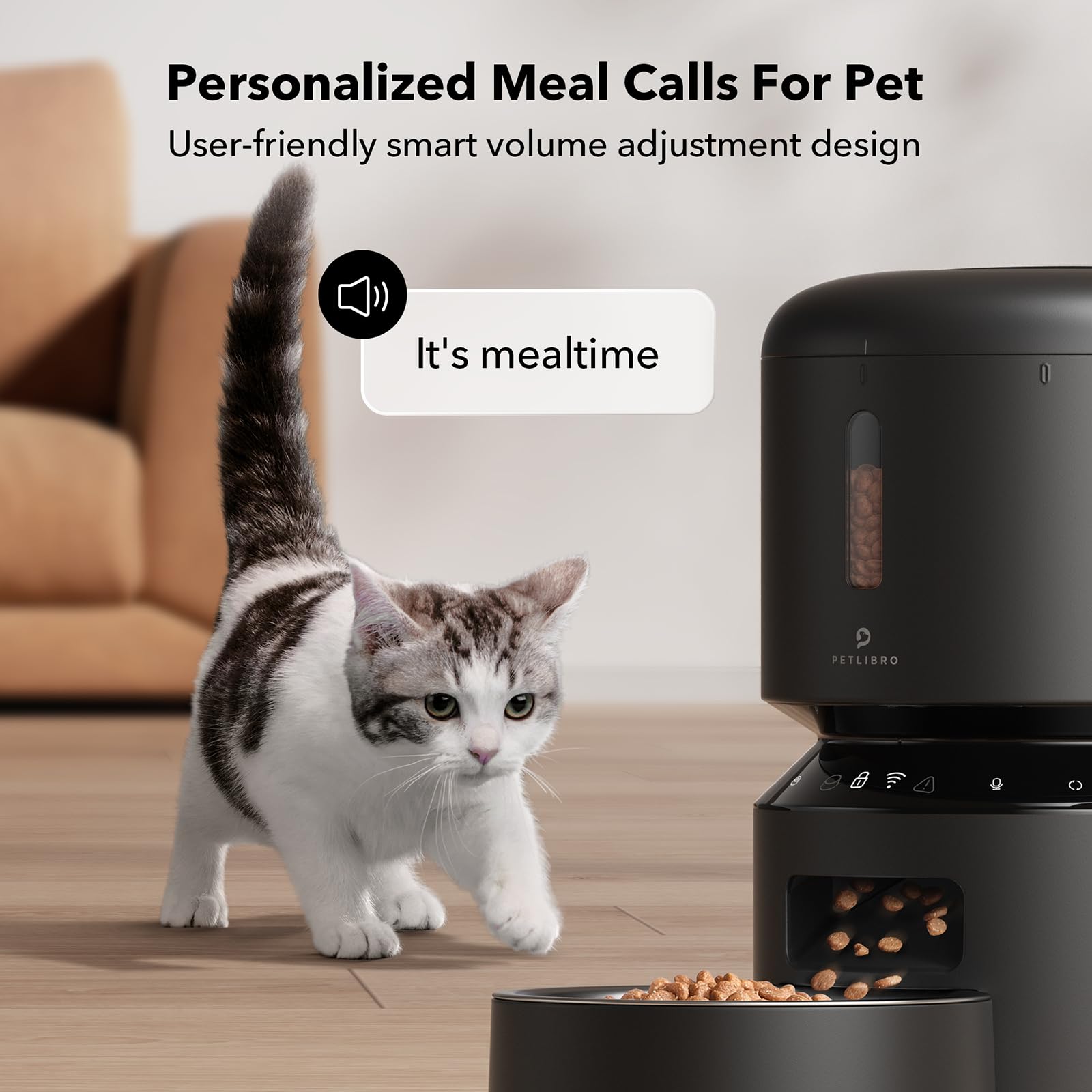 PETLIBRO infrared sensor view indicates safe dispensing and blockage prevention.