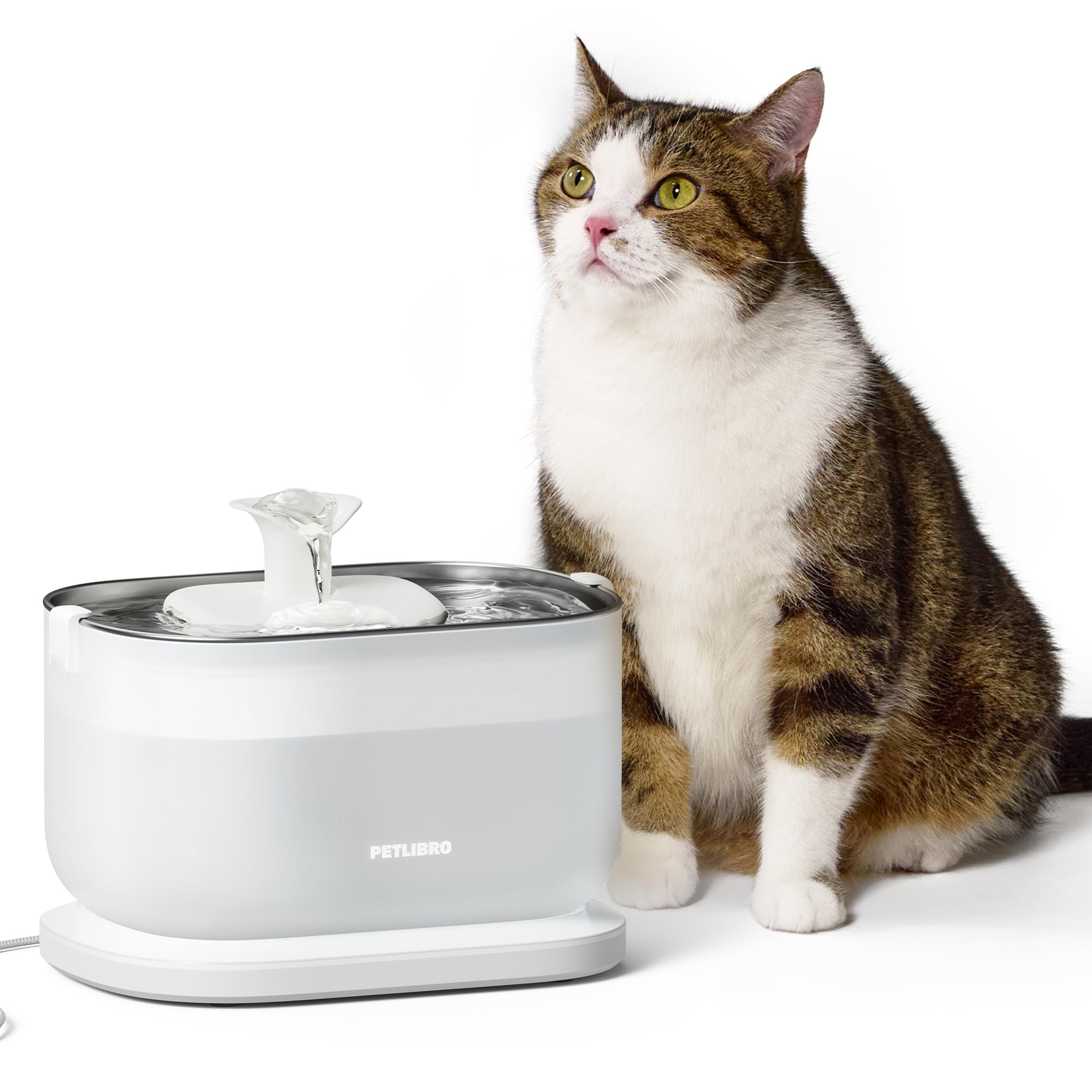 PETLIBRO cat fountain with stainless steel tray, promoting hydration for pets.