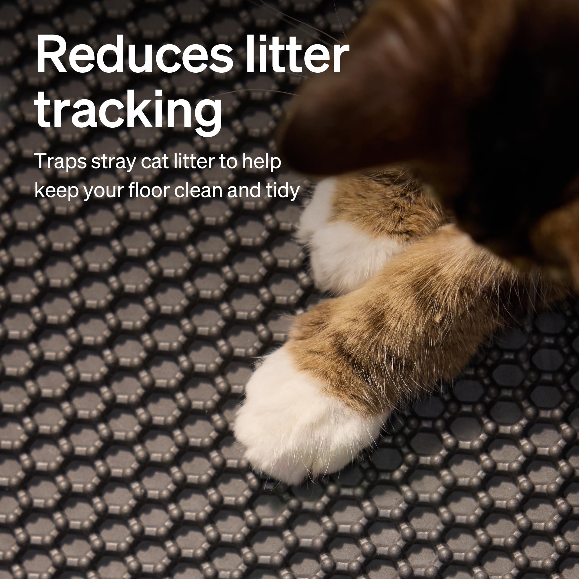 Close-up of the PETLIBRO litter mat waterproof bottom protecting floors.