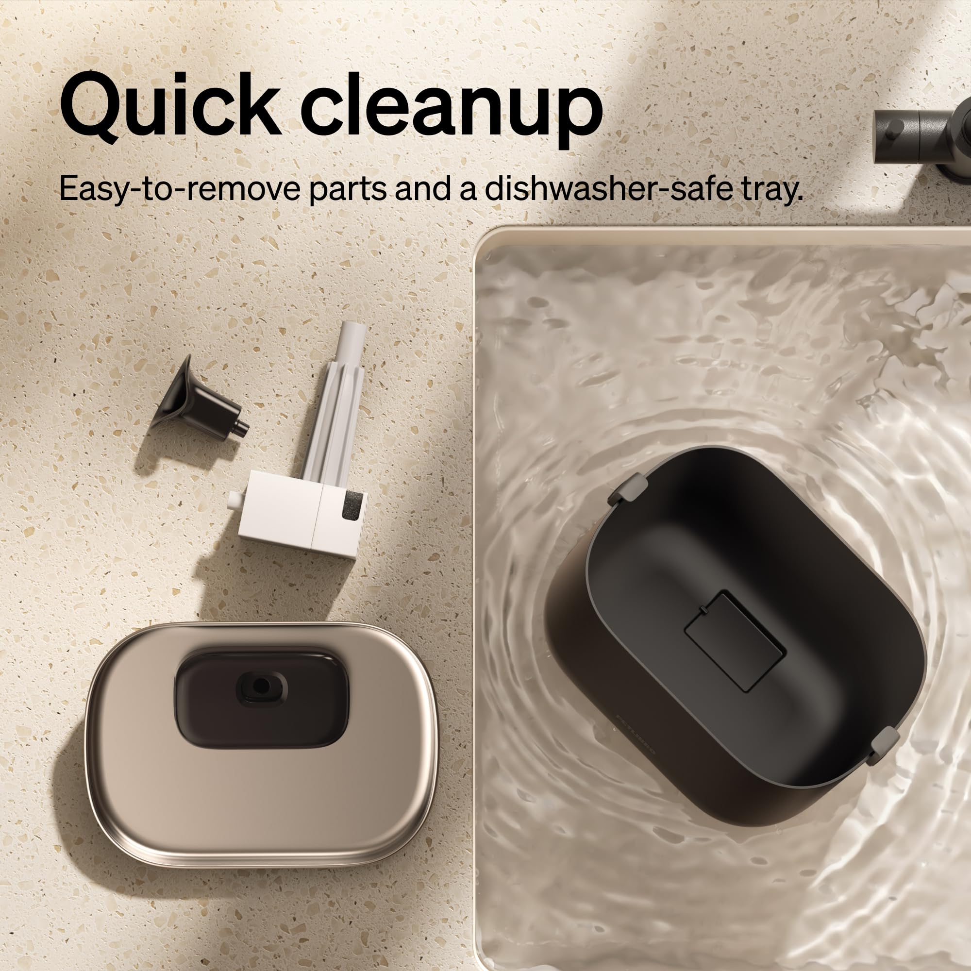 PETLIBRO cat fountain stainless steel tray enables easy cleaning.