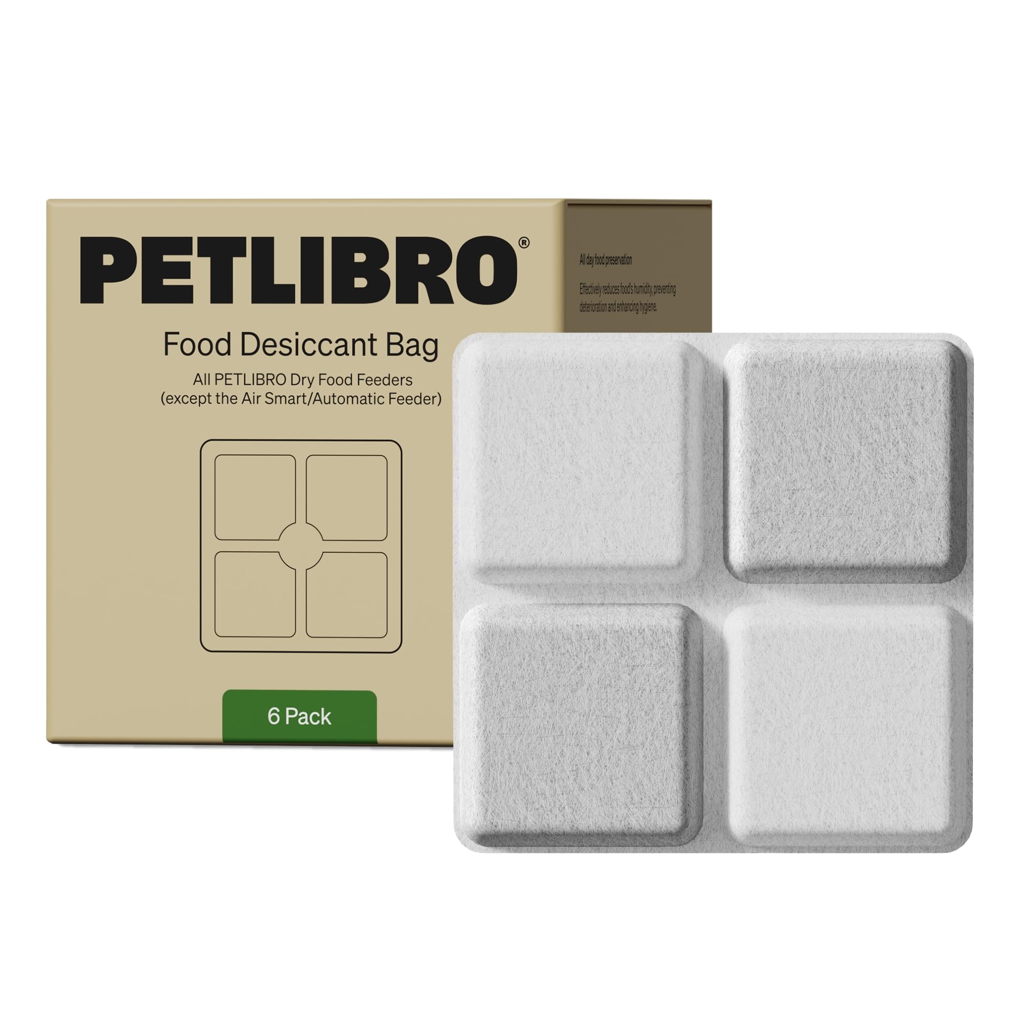 PETLIBRO desiccant bags 6-pack preserve kibble freshness.