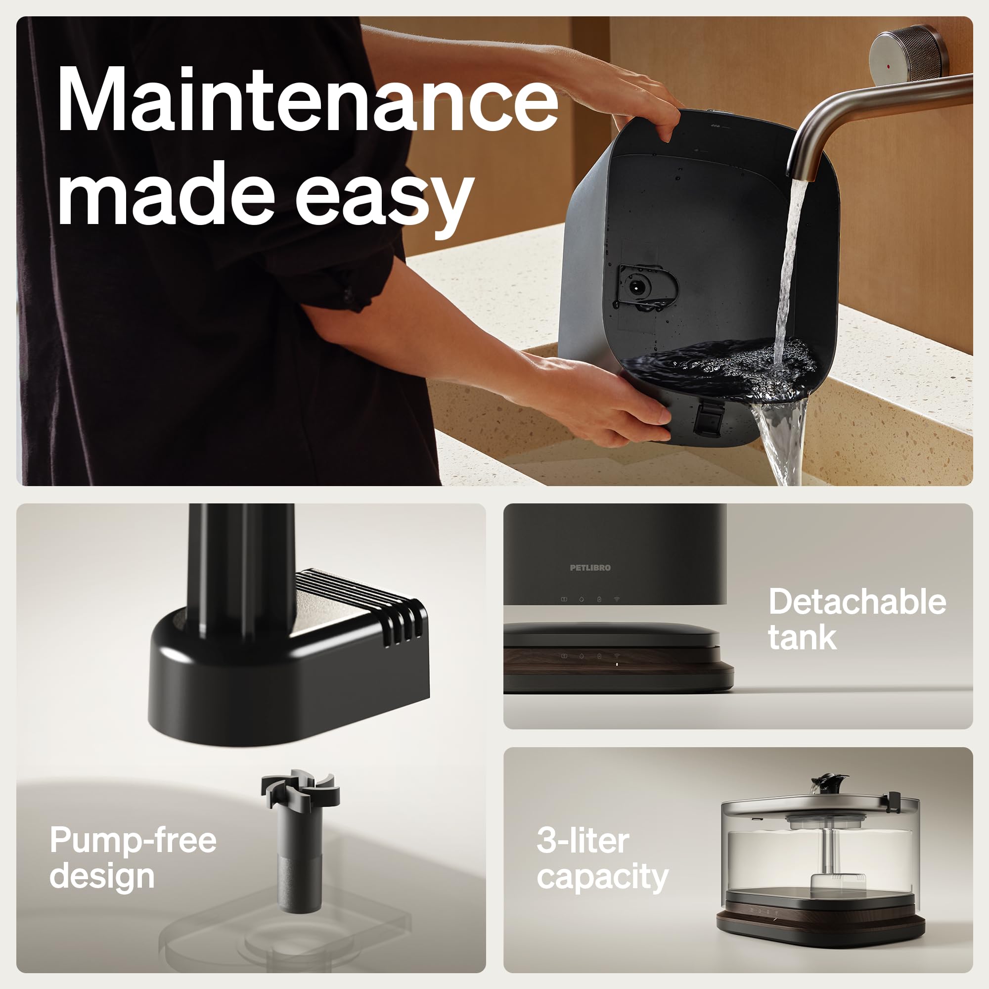PETLIBRO Dockstream 2 four-layer filtration keeps water clean.
