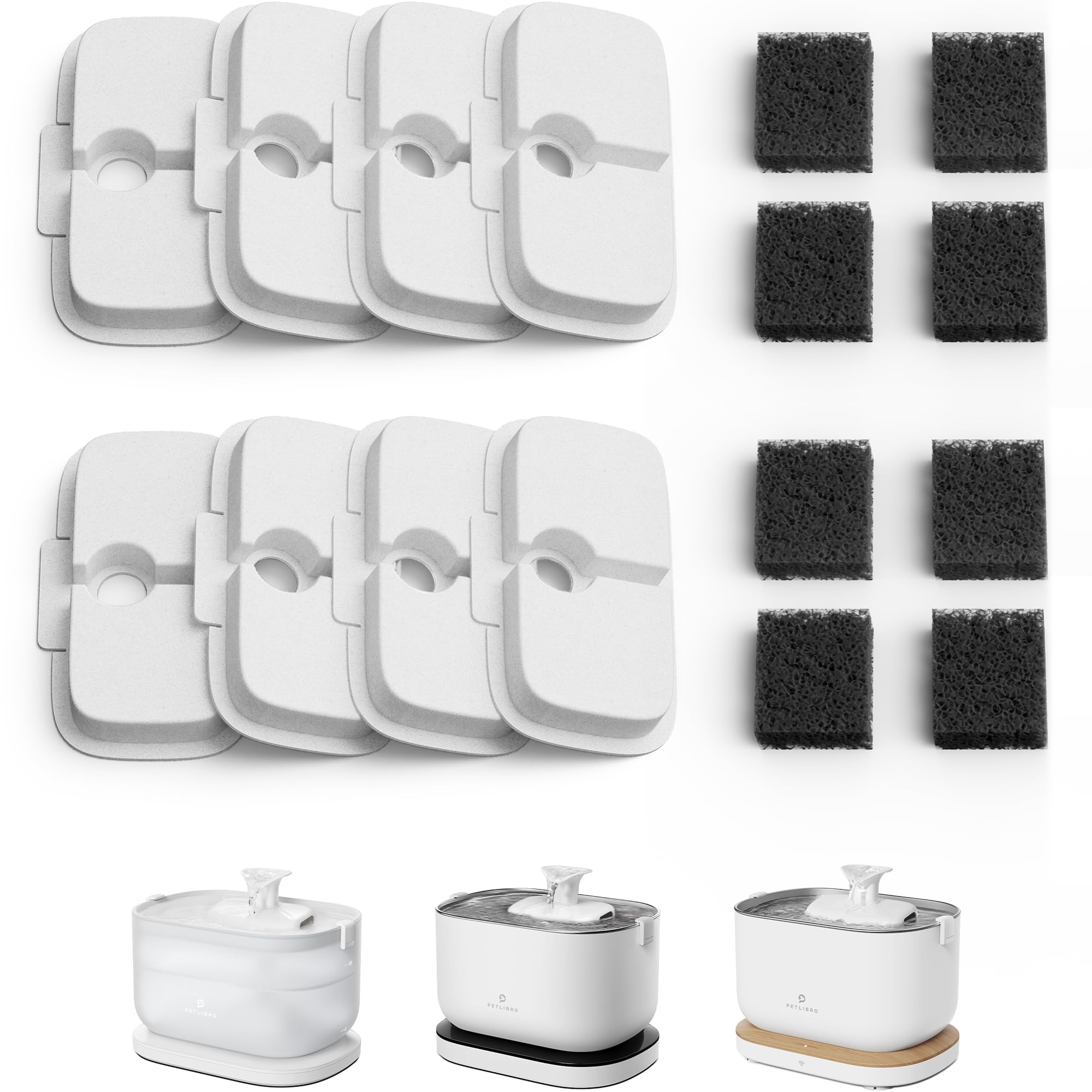 PETLIBRO official replacement filter packaging shows the 8-pack for quick fountain maintenance.