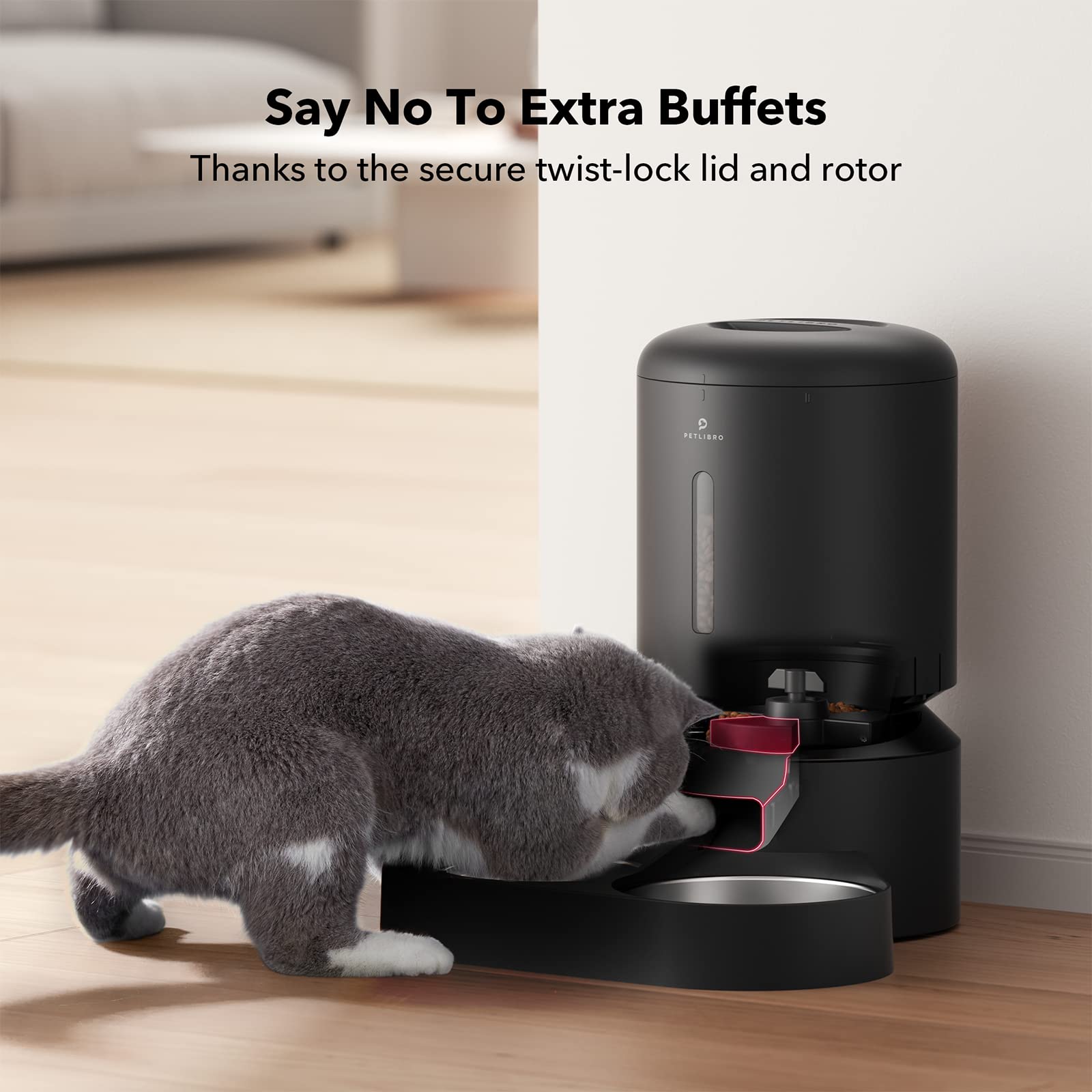 PETLIBRO Granary feeder food outlet monitor visible at dispensing point