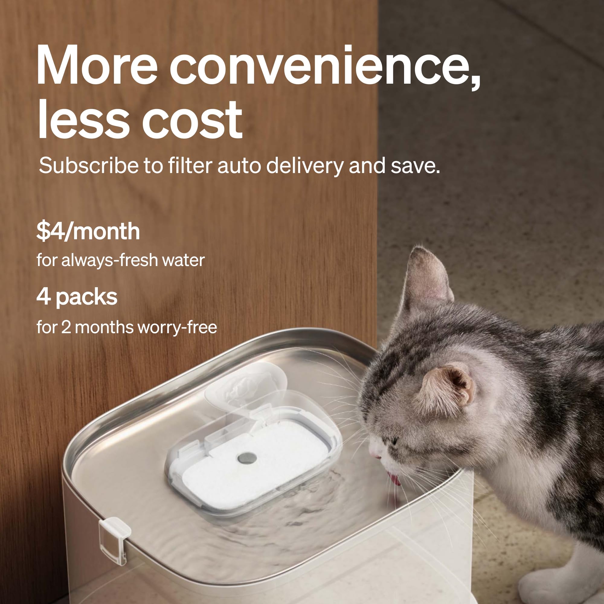 Ion-exchange resin stage softens water for PETLIBRO fountain.