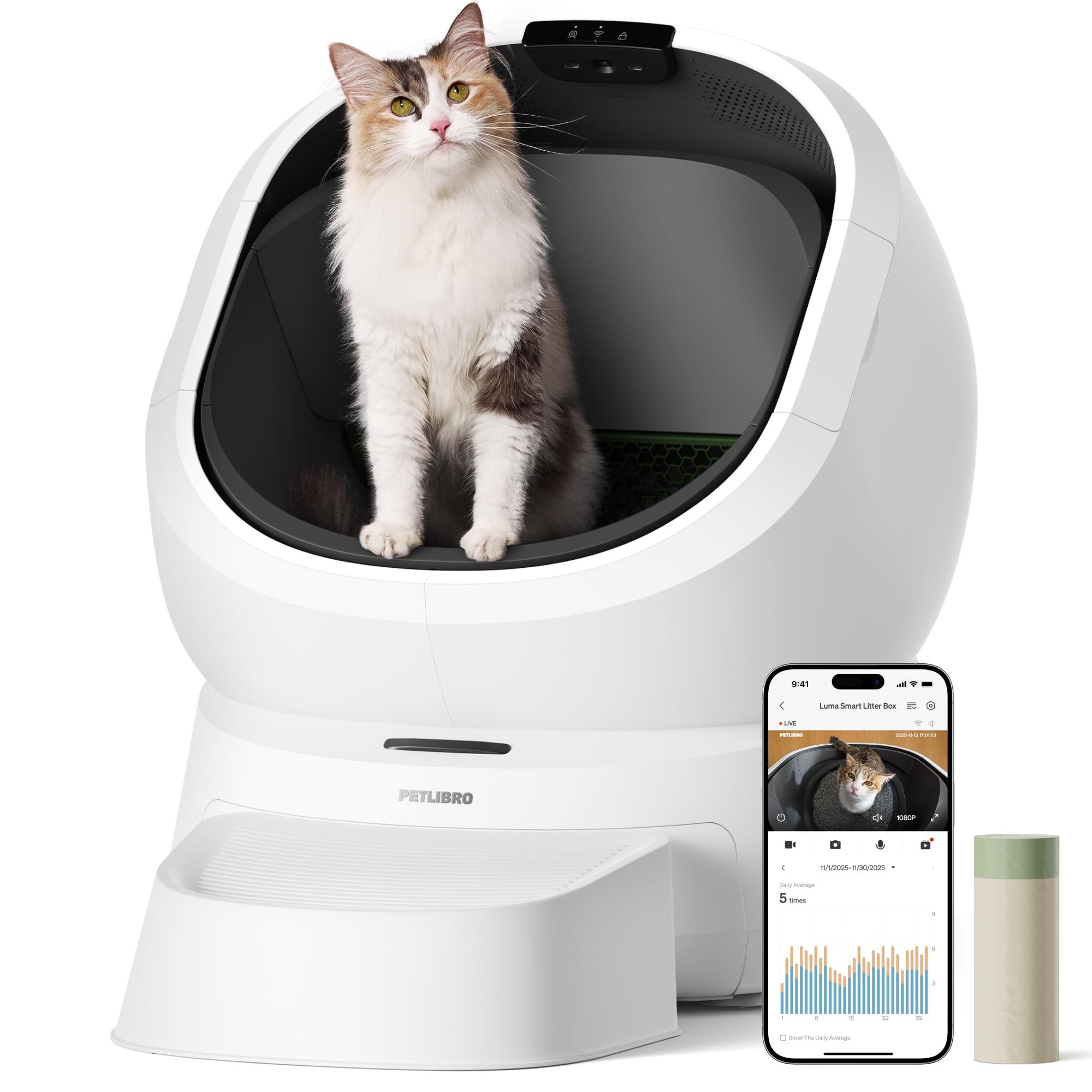 PETLIBRO Luma AI camera waste monitoring captures waste patterns for proactive box management