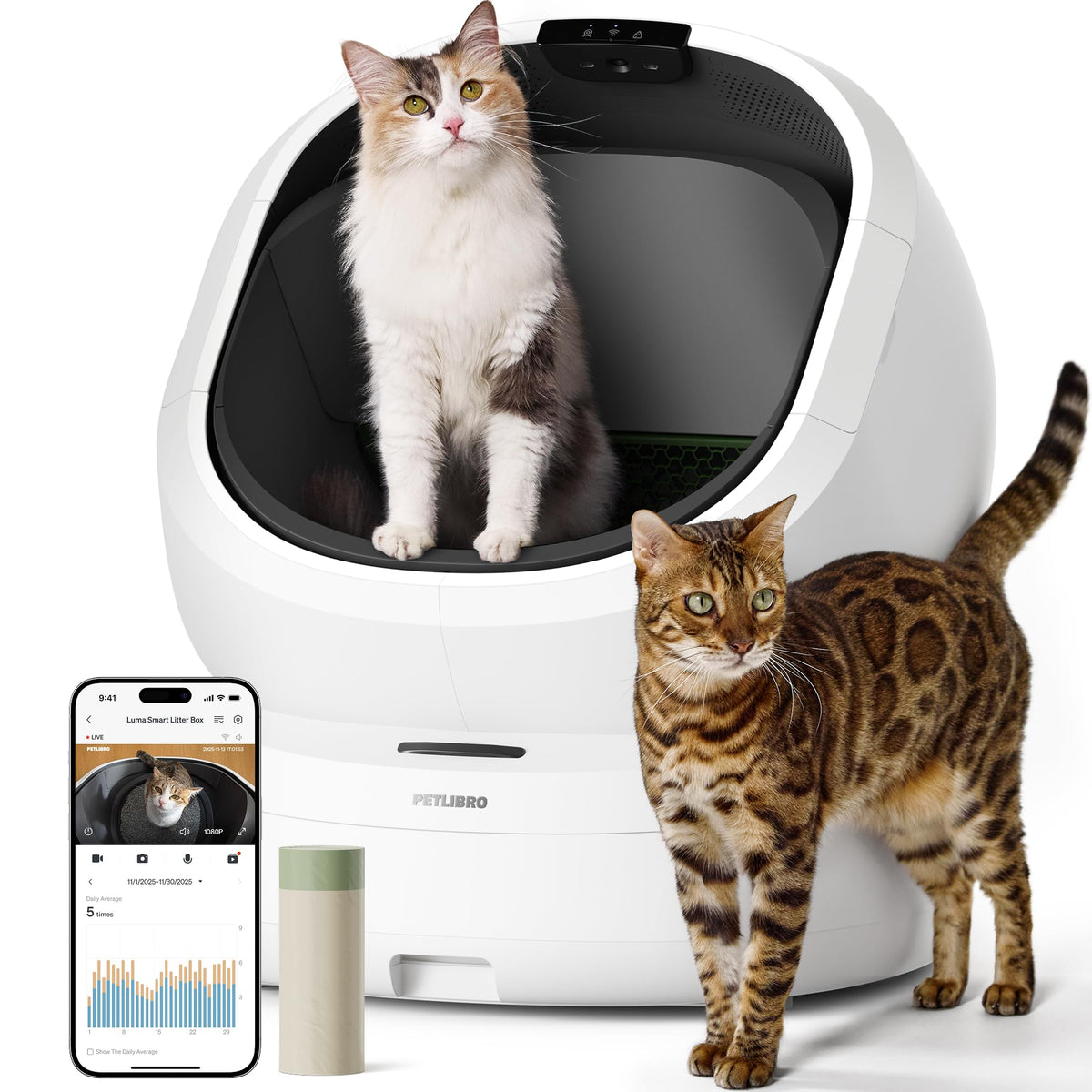 PETLIBRO Luma open-top design for easy entry for larger cats.