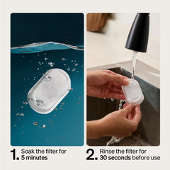 Soak and rinse before use to keep water clean