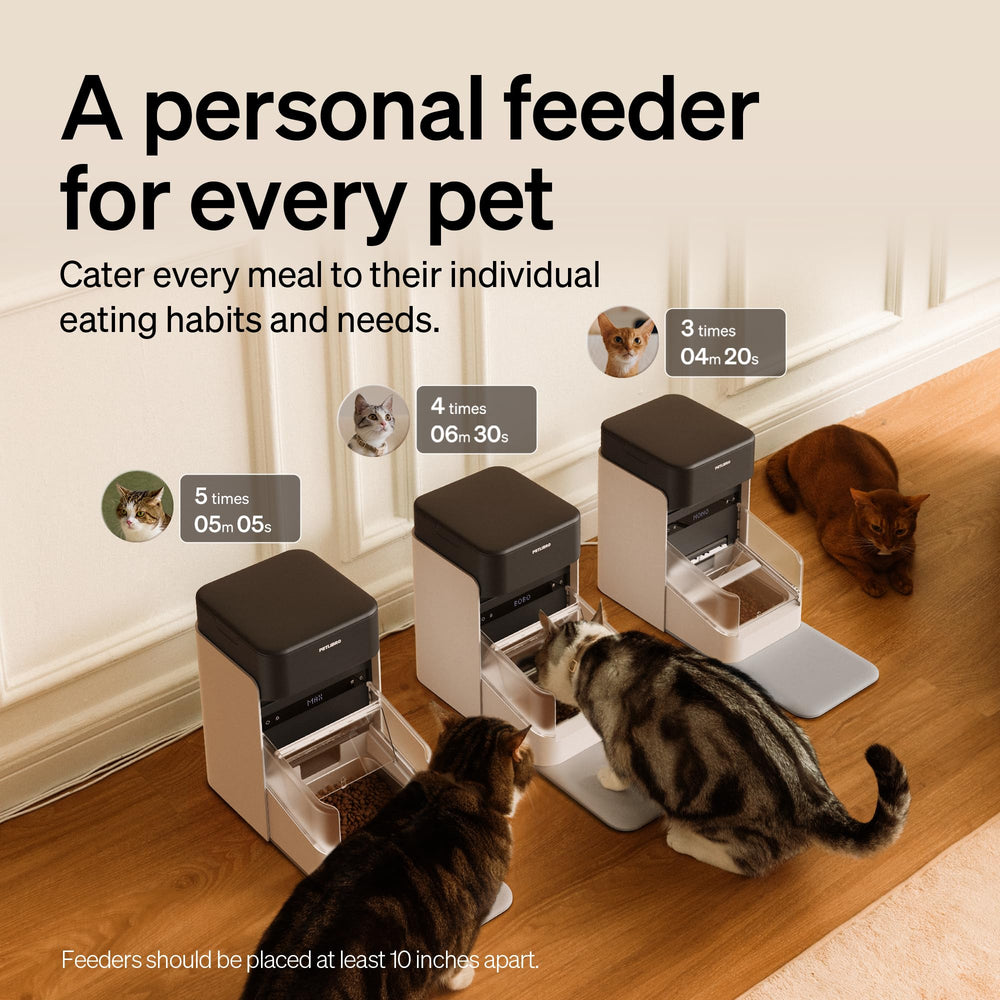 PETLIBRO RFID cat feeder with lid open illustrating per-cat meal access