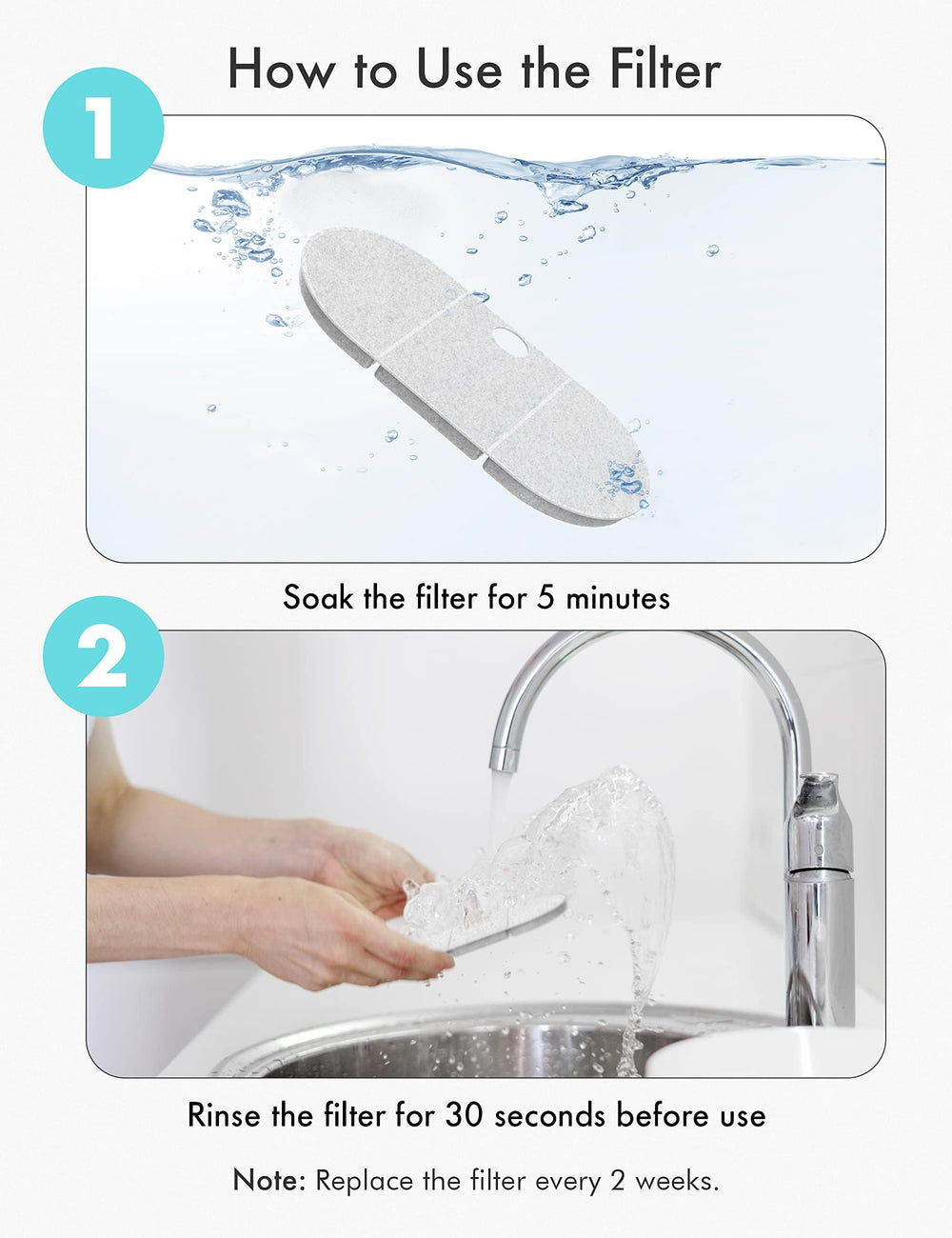 PETLIBRO soak-filter for 5 minutes before use improves performance.