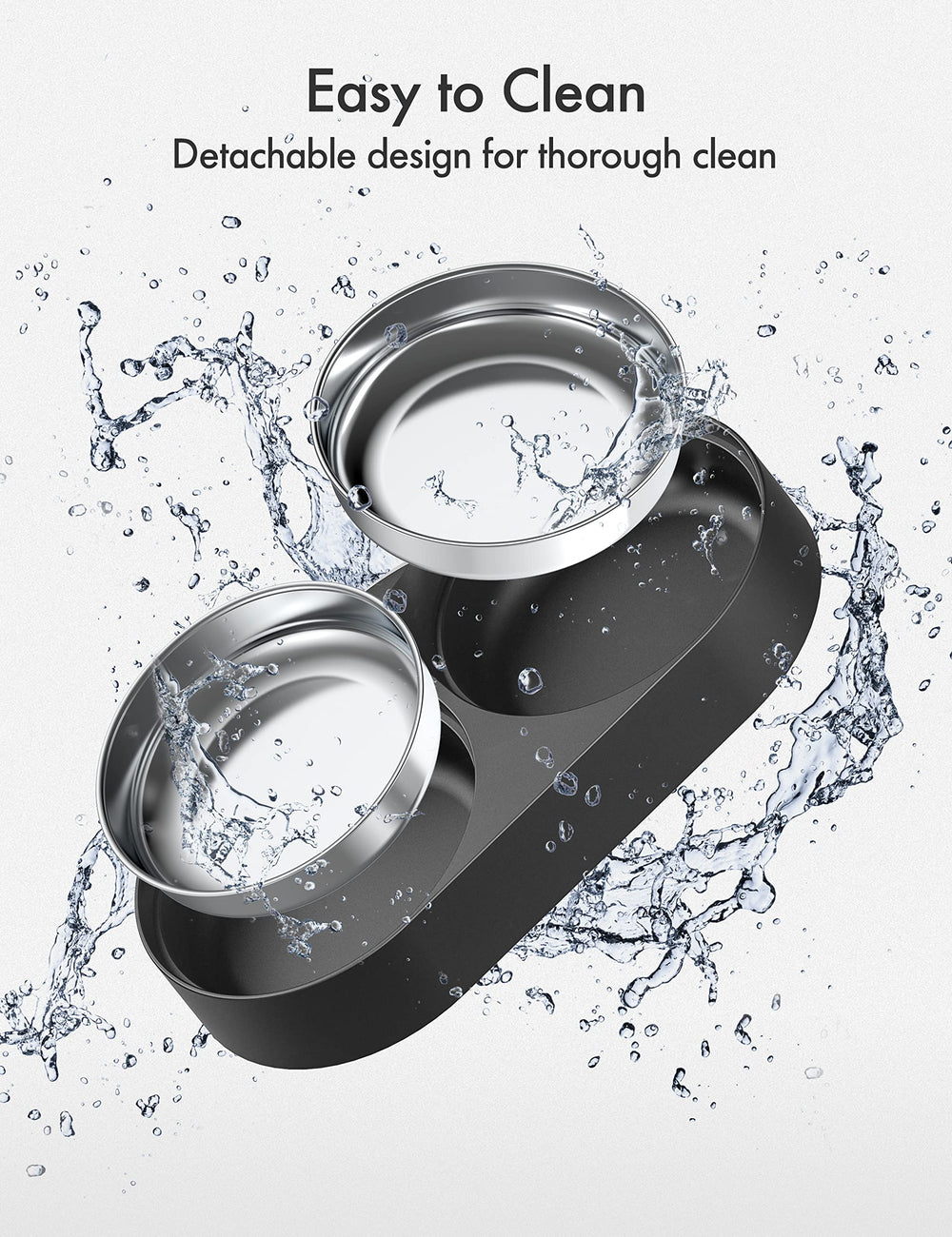 PETLIBRO stainless steel bowls ensure hygienic, easy-to-clean mealtimes