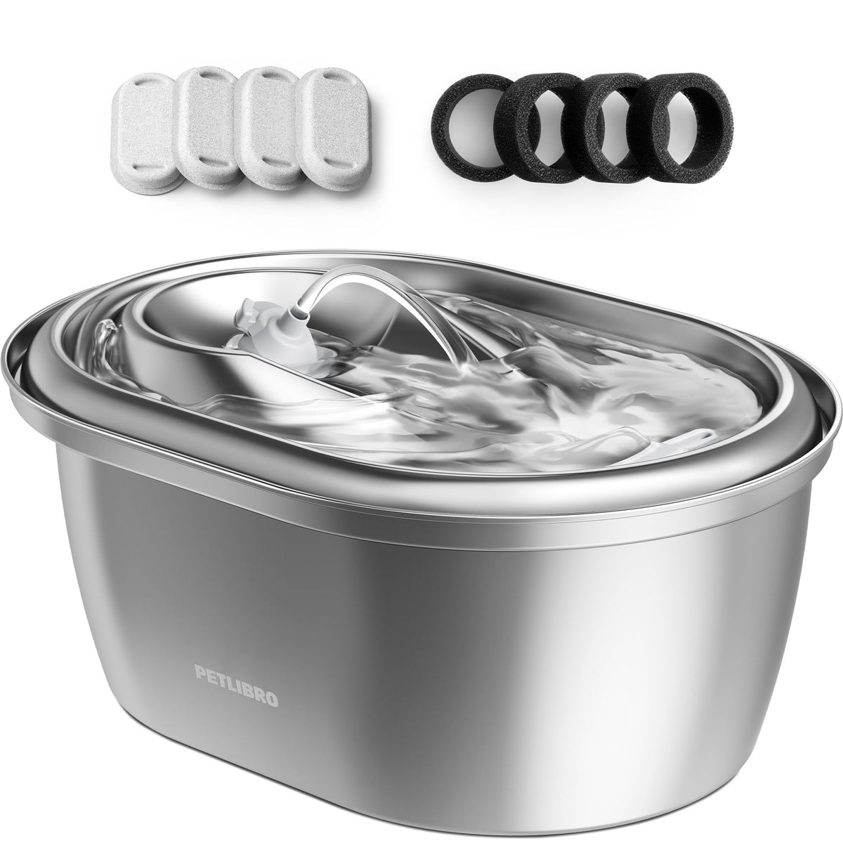 PETLIBRO stainless steel cat water fountain top view for clean hydration