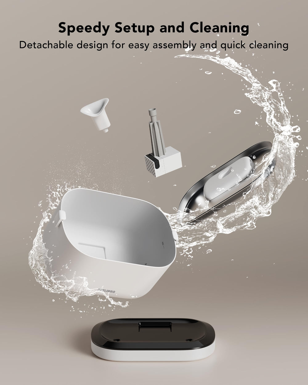 PETLIBRO stainless steel tray keeps water clean and appealing