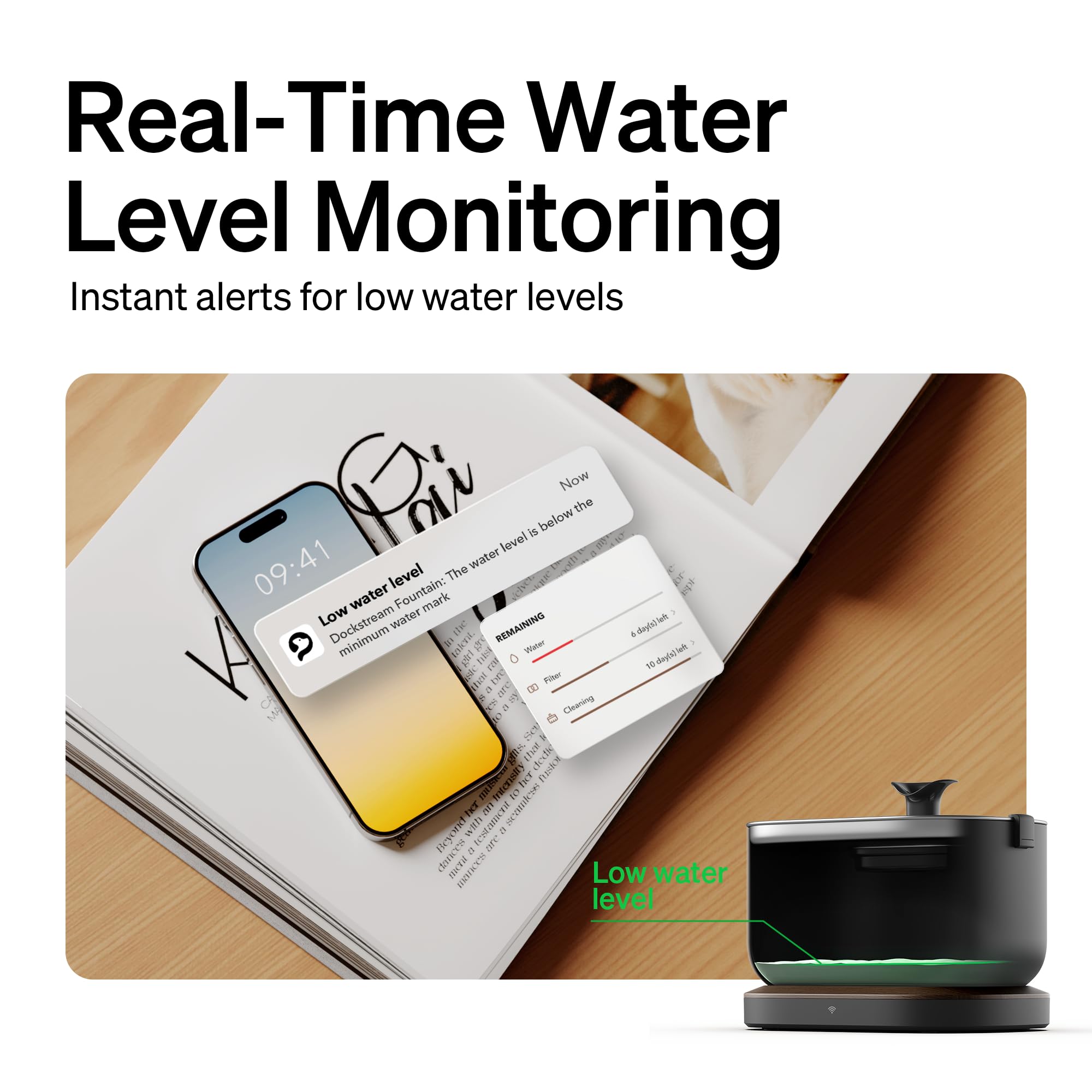 PETLIBRO wireless pump reduces cable clutter during cleaning.