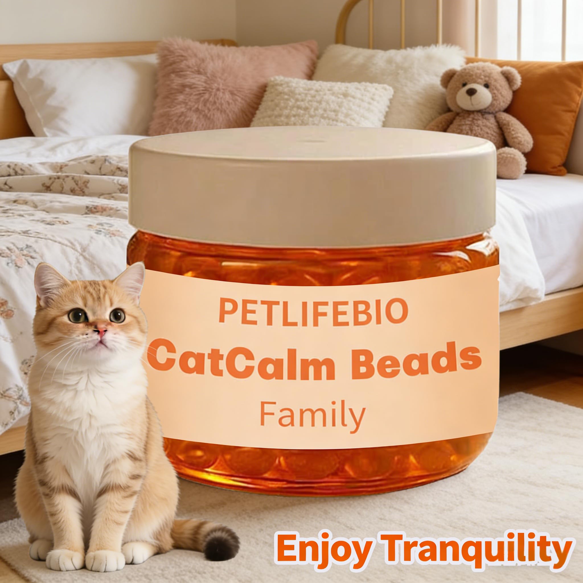 petlifebio Cat Calm Beads gel beads close-up showing slow-release action