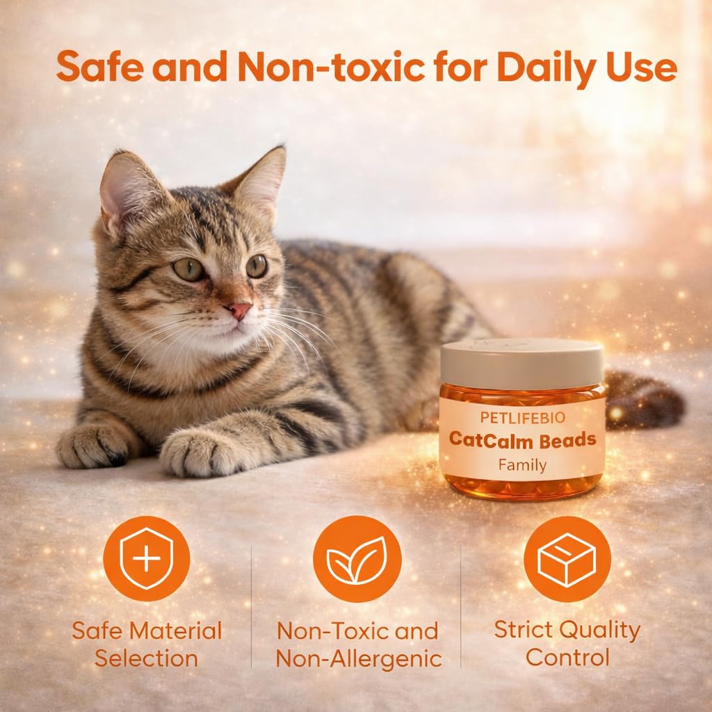 petlifebio Cat Calm Beads packaging displayed for easy two-month use