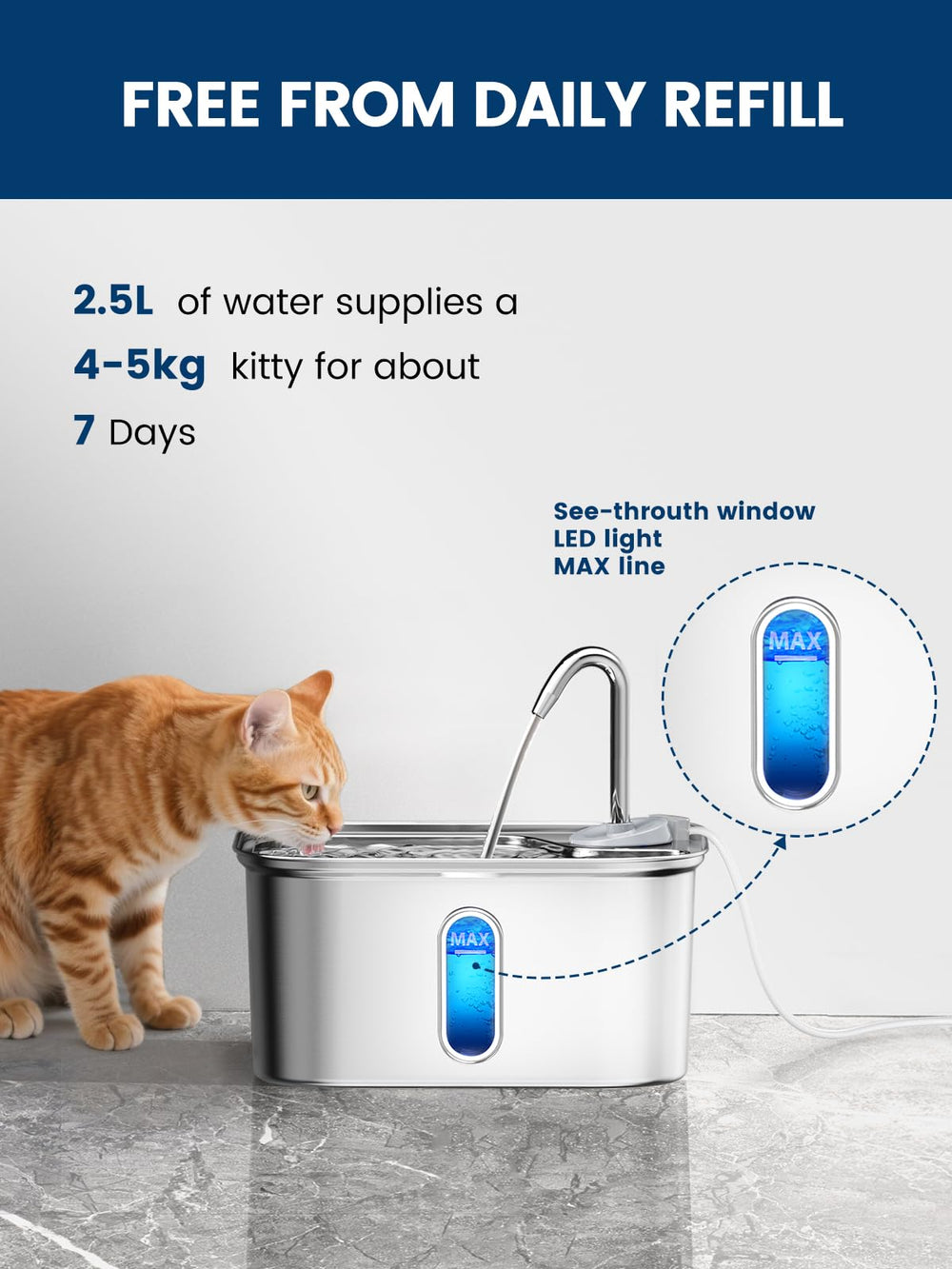 Petlipo 2.5L capacity reduces refills for busy households