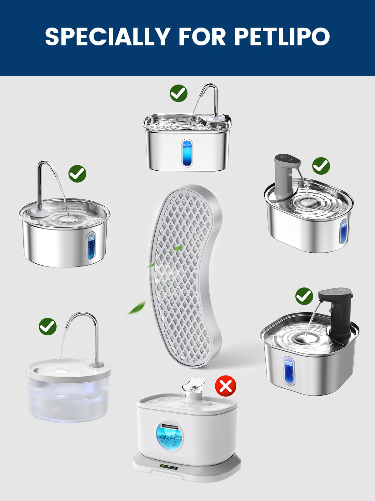 Petlipo fountain filters for cats and dogs fit most models