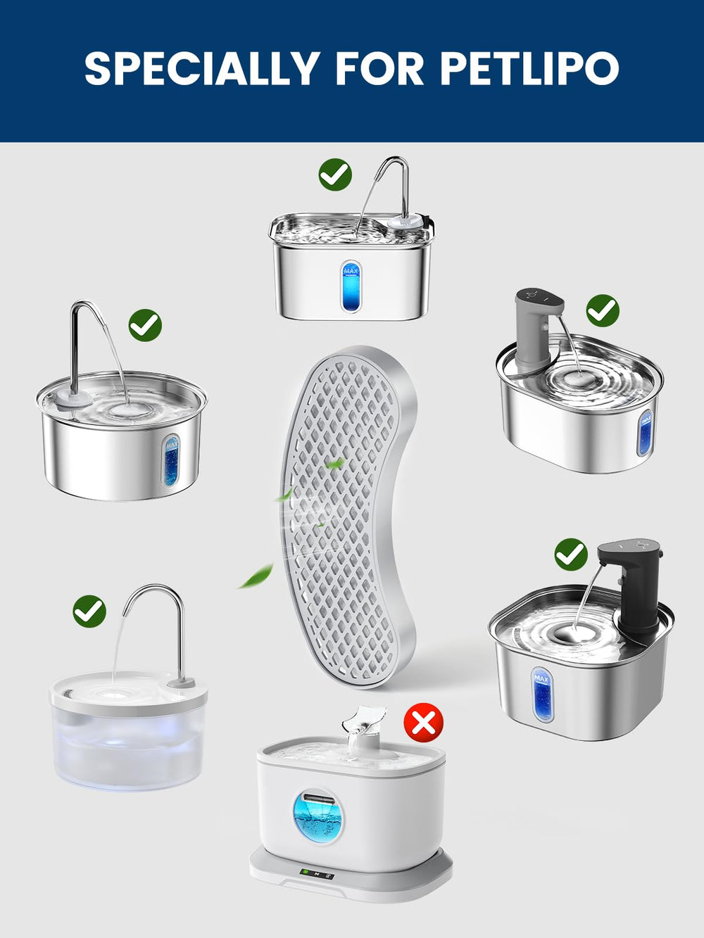 Petlipo fountain filters for cats and dogs fit most models