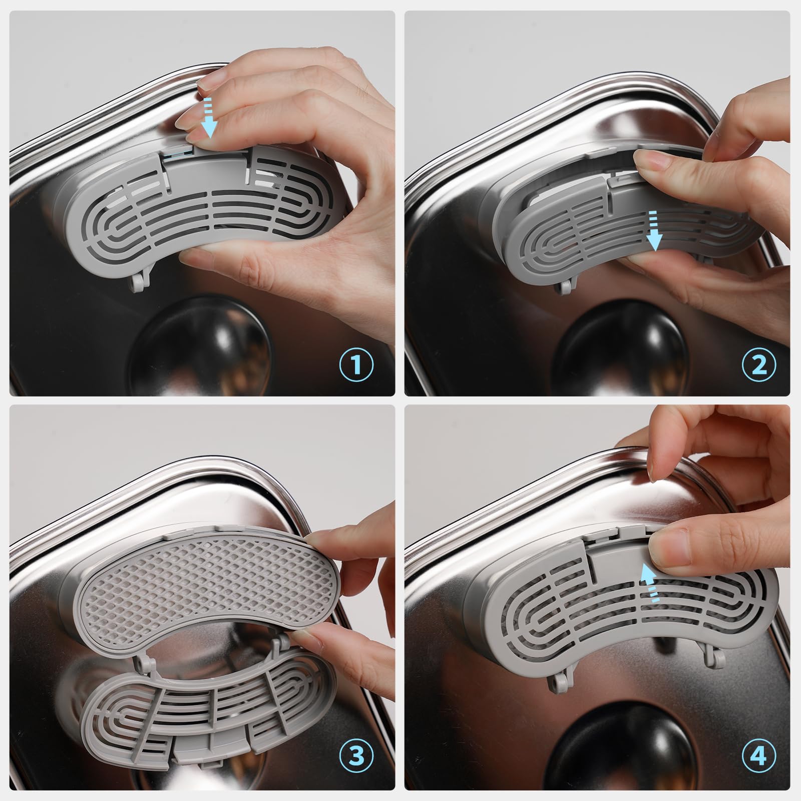 Petlipo fountain setup with replacement components for easy maintenance