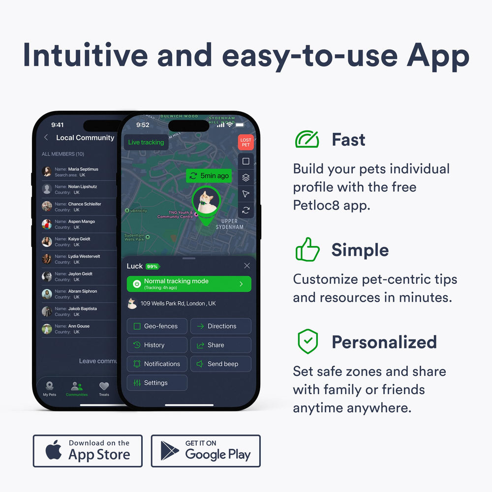 PETLOC8 lost-pet alert network notifies nearby users to aid recovery.