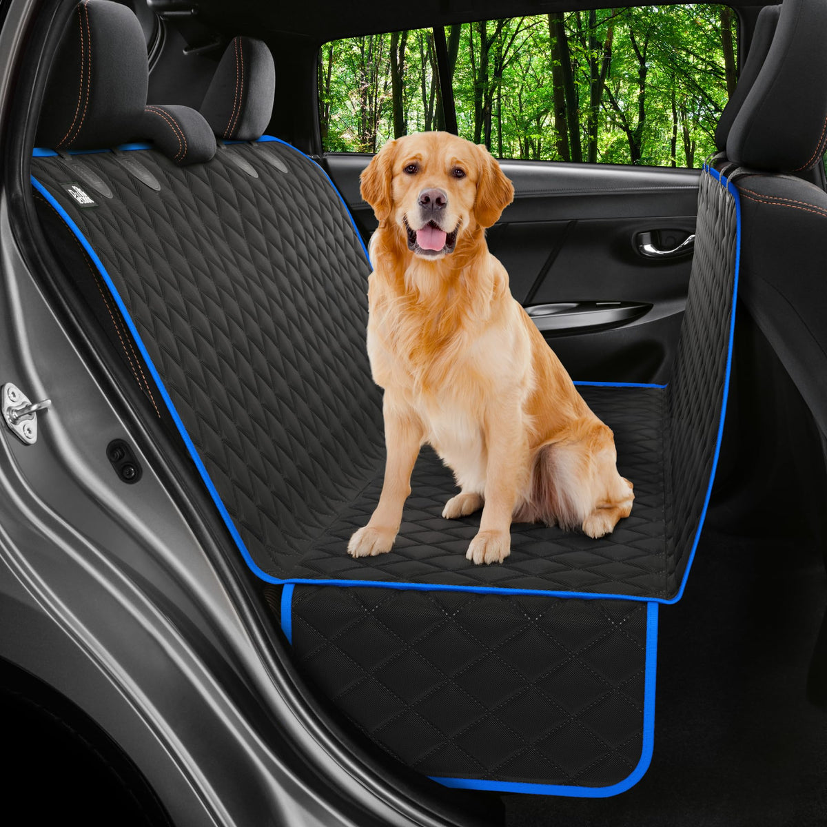 Petloox dog car seat cover back seat hammock protects upholstery and keeps pets secure.