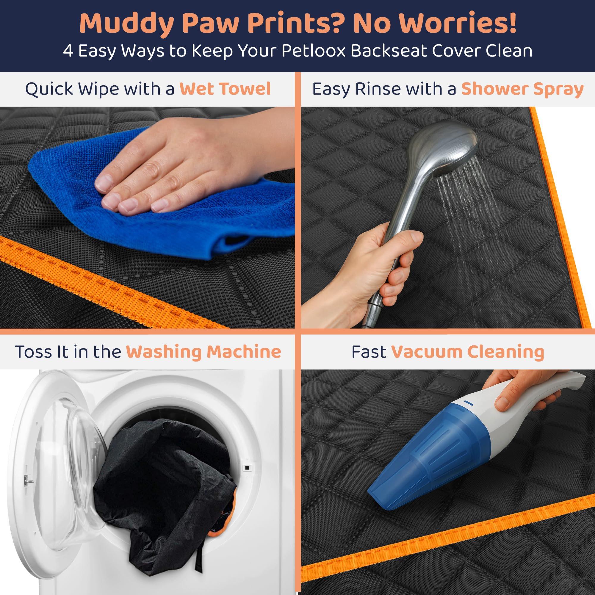 Petloox seat cover built-in pockets for treats and toys