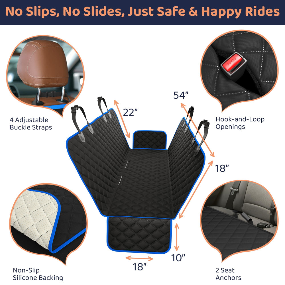 Petloox seat cover with built-in pockets for treats and toys.