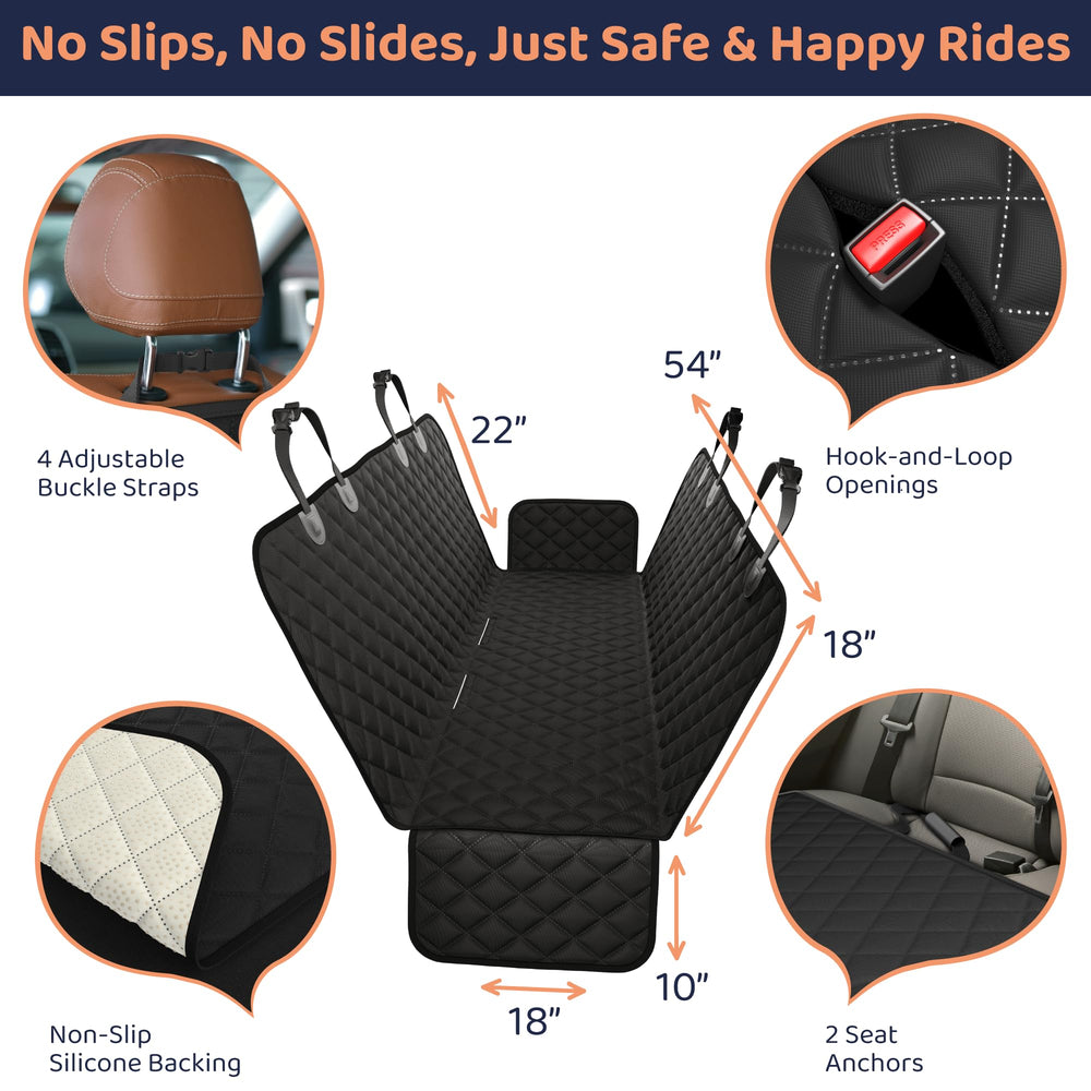 Petloox dog seat cover side flaps shield doors from spills and dirt.