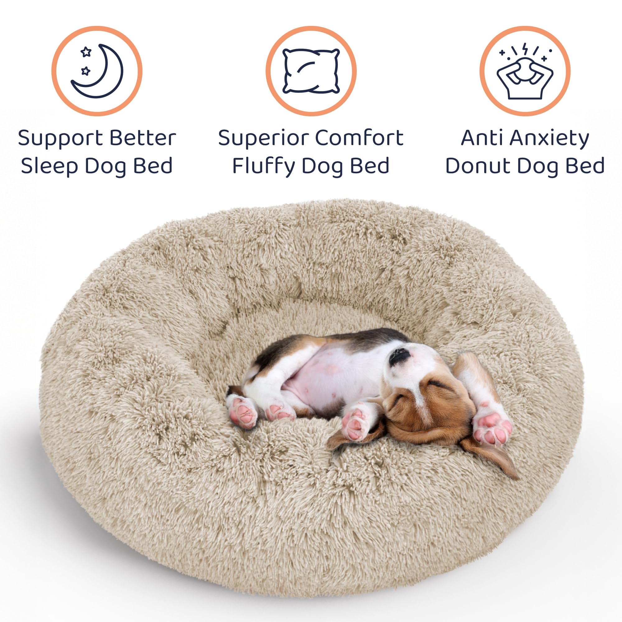 Petloox Donut Bed beige ultra-plush cover delivering lasting comfort