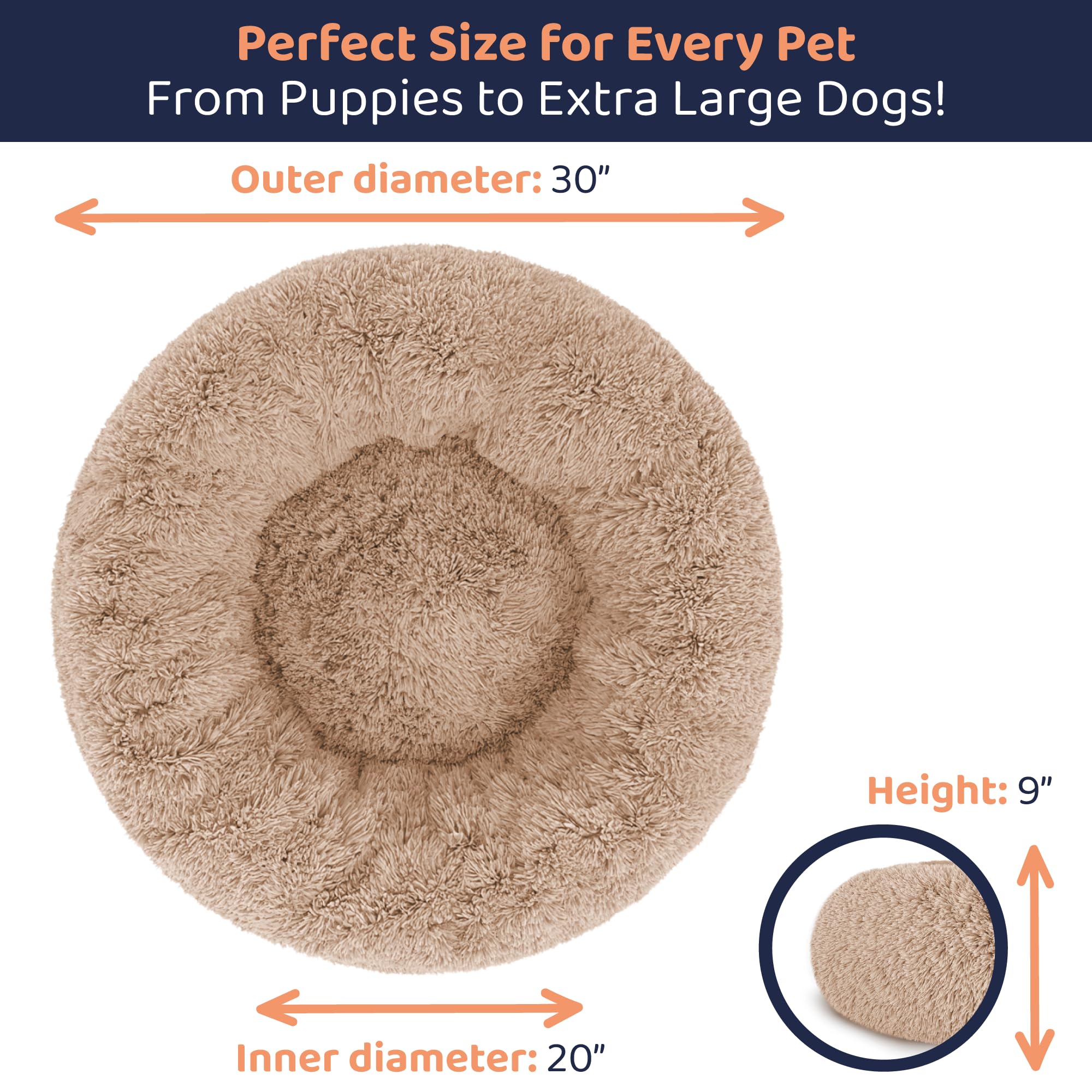 Petloox Donut Bed camel ideal for puppies and adults.