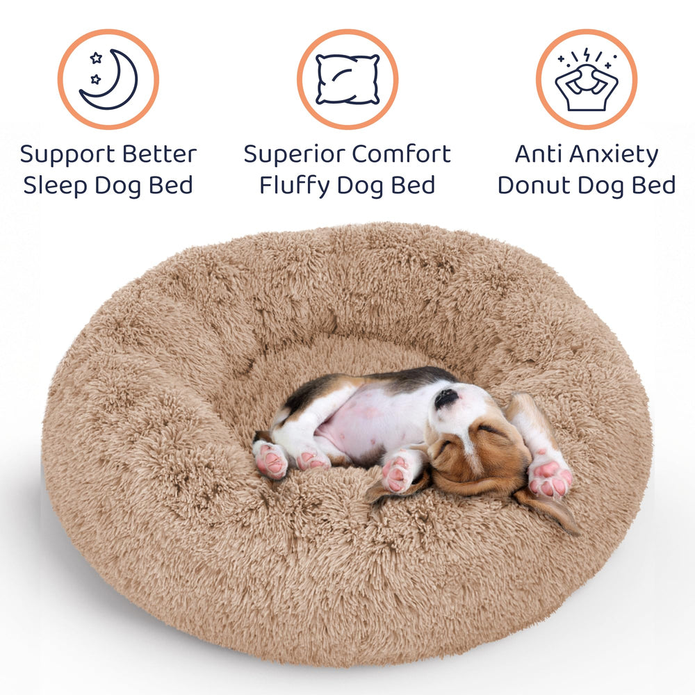 Petloox Donut Bed camel with nest-like shape supports calm lounging.